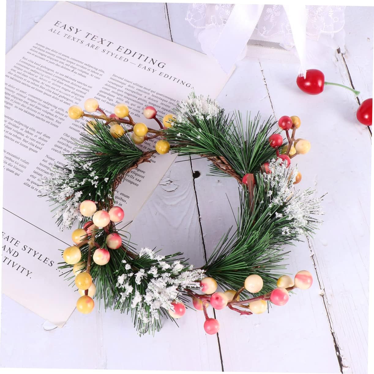 Cabilock Resin Berry Garland Wreath Pink White Decor