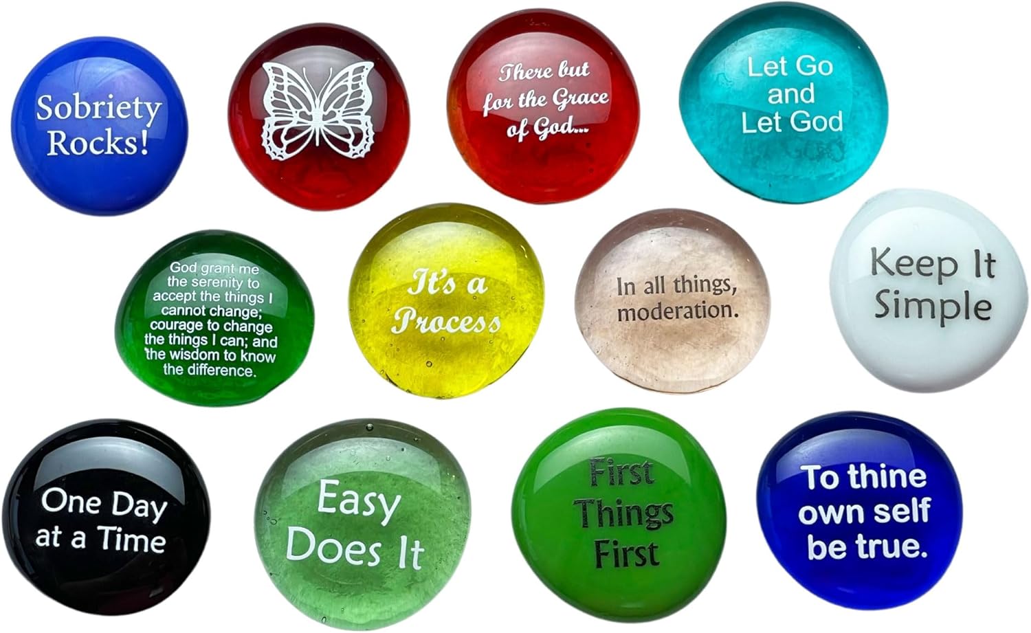 Lifeforce Glass Recovery Stones 12 Step Variety Pack