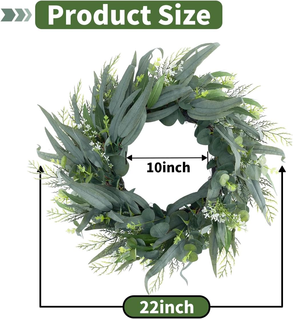 Seasons 22 Inch Eucalyptus Wreath for Front Door