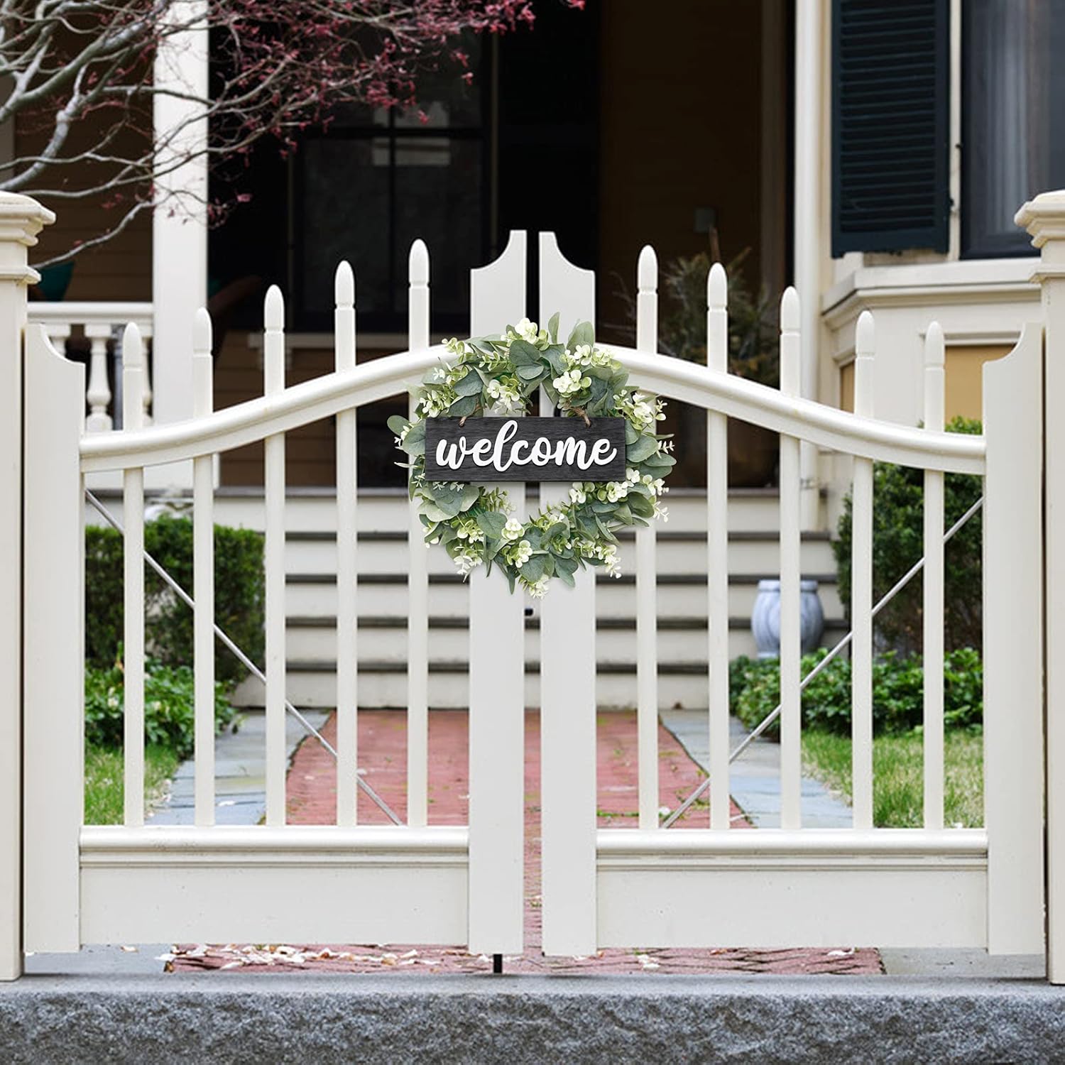 Dremisland 16 Inch Eucalyptus Wreath with Welcome Sign