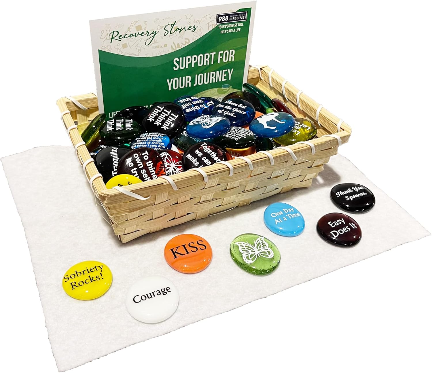 Lifeforce Glass Stones Recovery Sobriety Affirmation Assortment 1