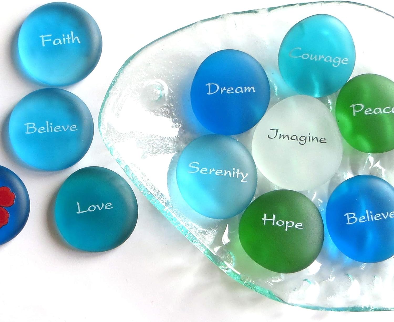 Mermaids Message 100 Frosted Faux Sea Glass Stones with Display Basket