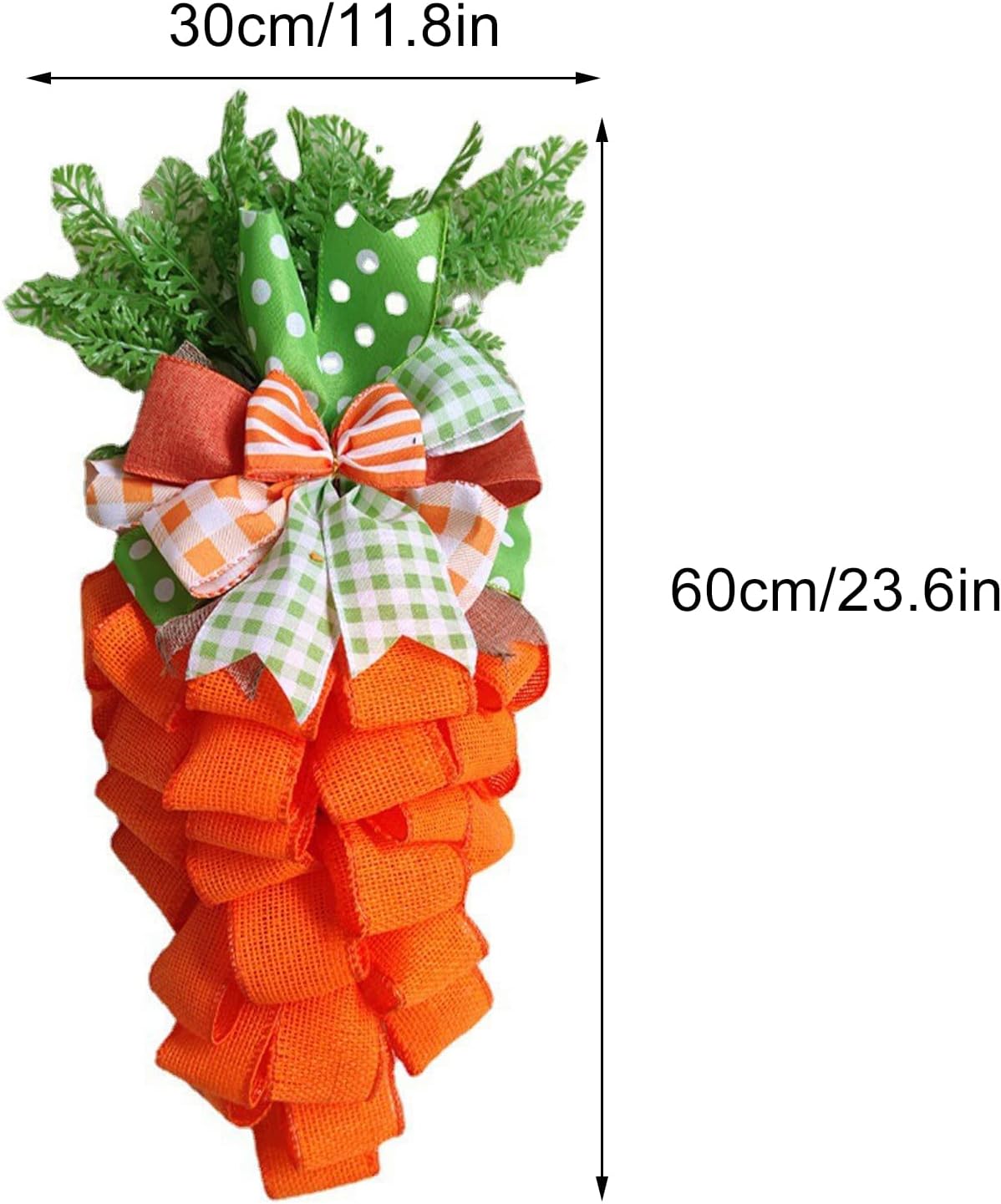 Easter Carrot Wreath with Striped Bow Front Door Decor