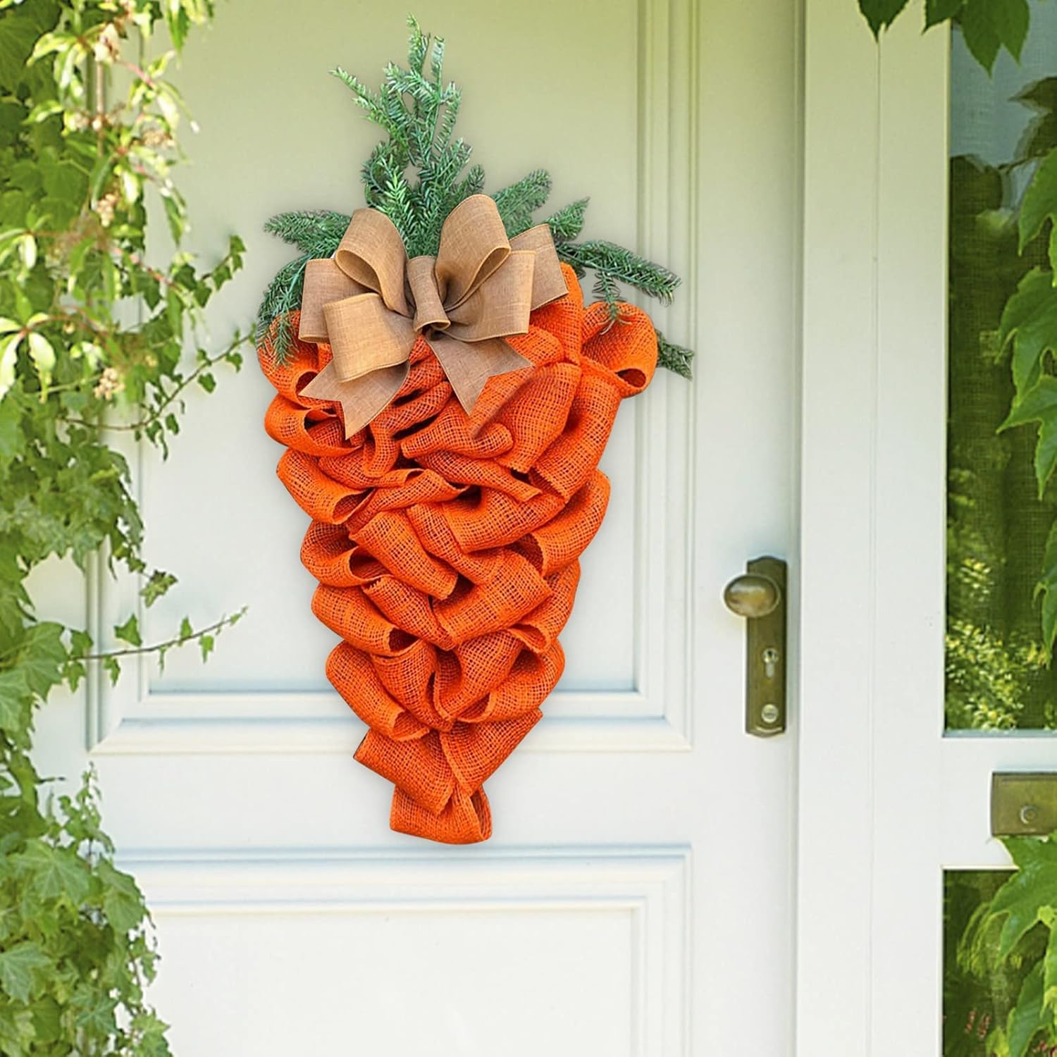 236 Inch Easter Carrot Wreath with Bow and Eucalyptus Leaves