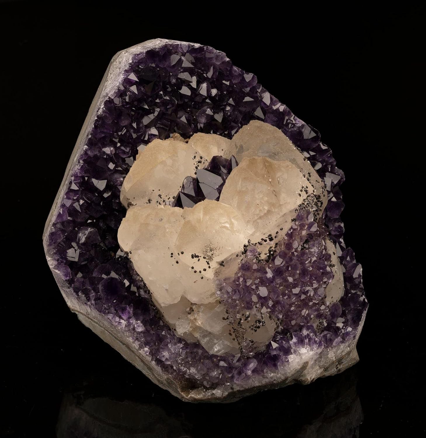 Ag Minerals Calcite On Amethyst Fountain Stone