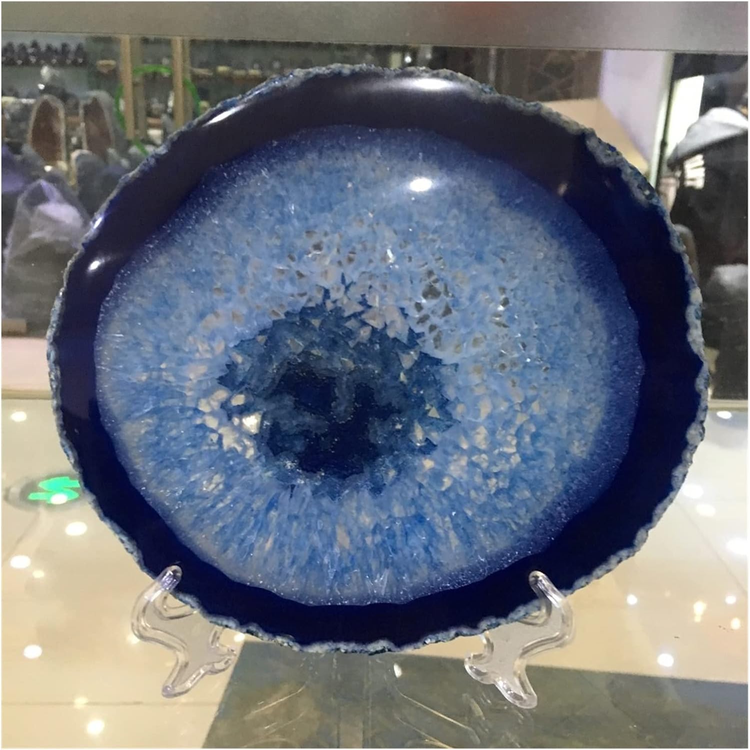 150mm Blue Agate Slice for Indoor Fountain Decoration