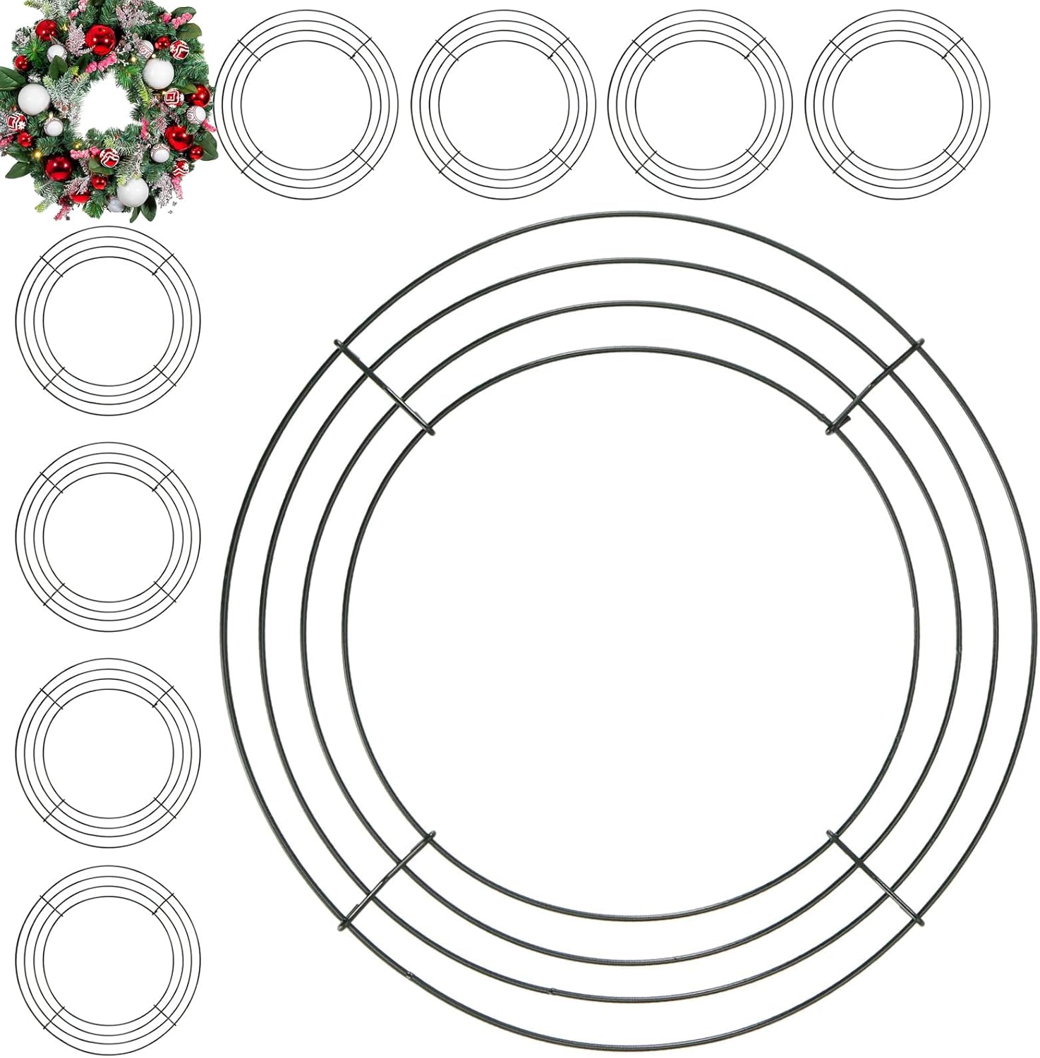 25 Pack 10 Inch Metal Wreath Frame Ring Green