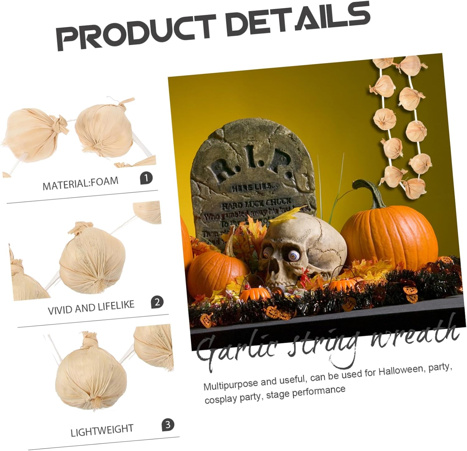 Cabilock Realistic Garlic String Wreath Decor