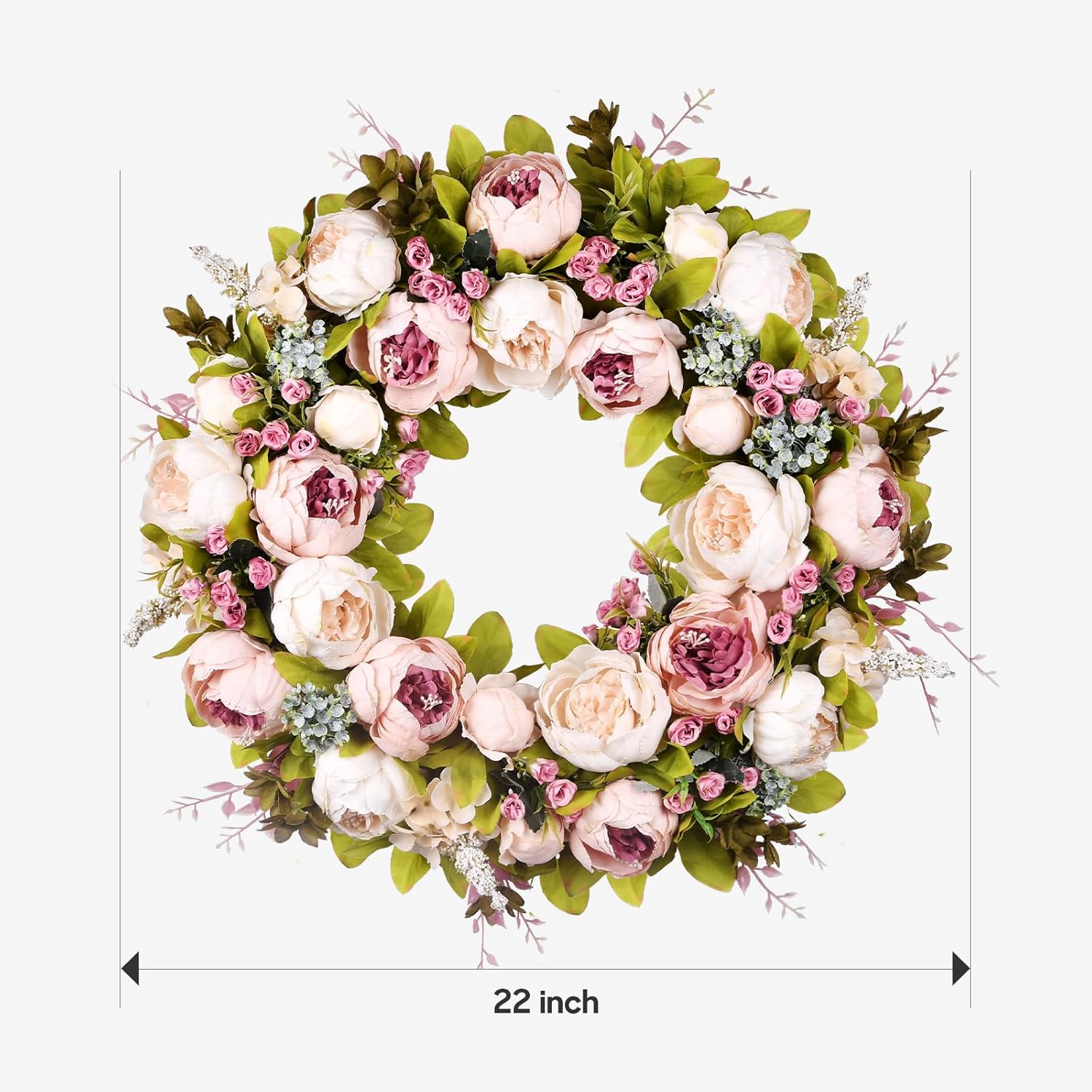 22 Inch Handmade Peony Wreath for Front Door
