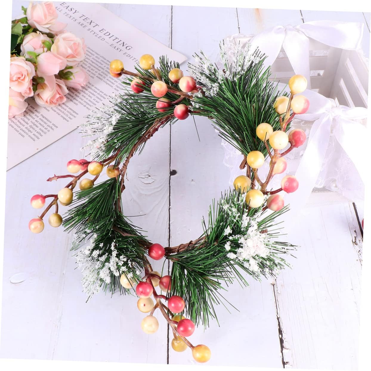Cabilock Resin Berry Garland Wreath Pink White Decor