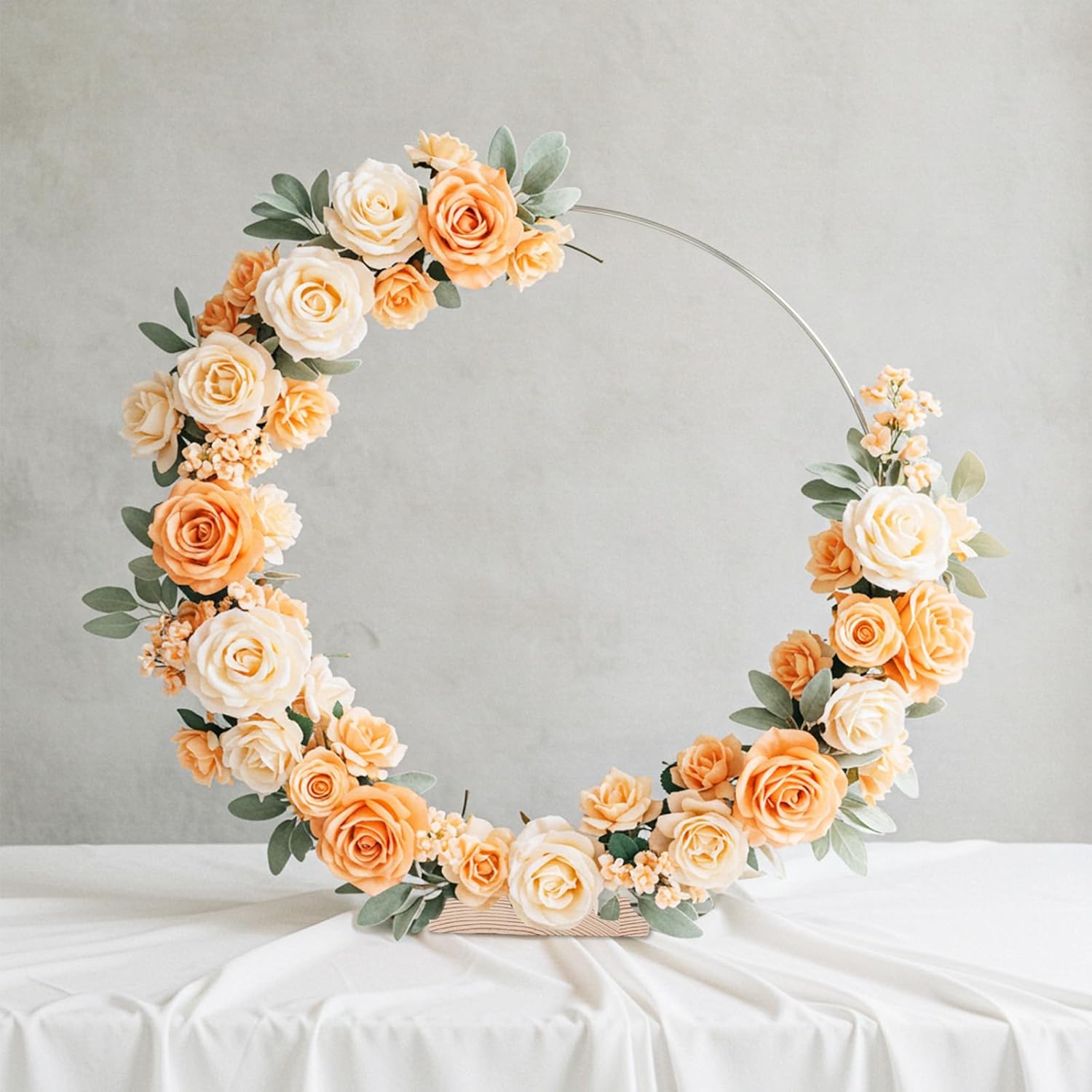 25PCS 12 Inch Silver Metal Wreath Centerpieces with Stand