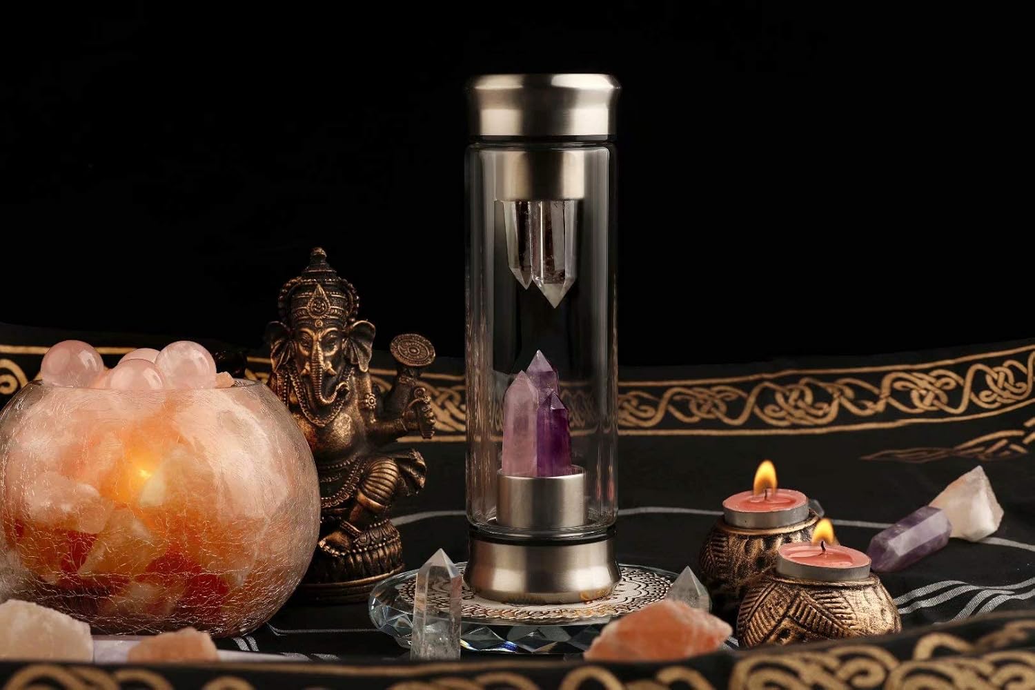 Crystal Water Bottles with Healing Crystal Wands