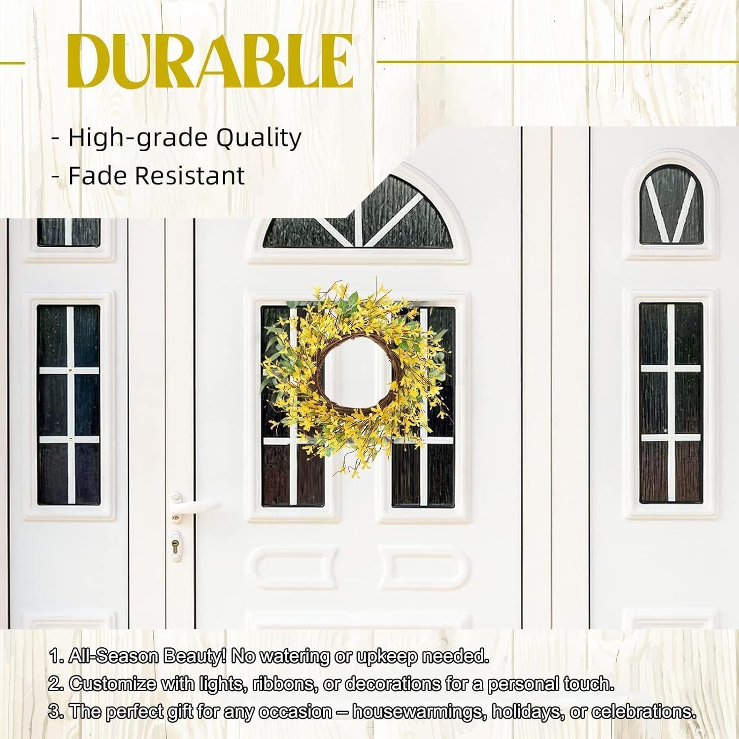 Hometrance 20 Inch Spring Wreath with Yellow Forsythia