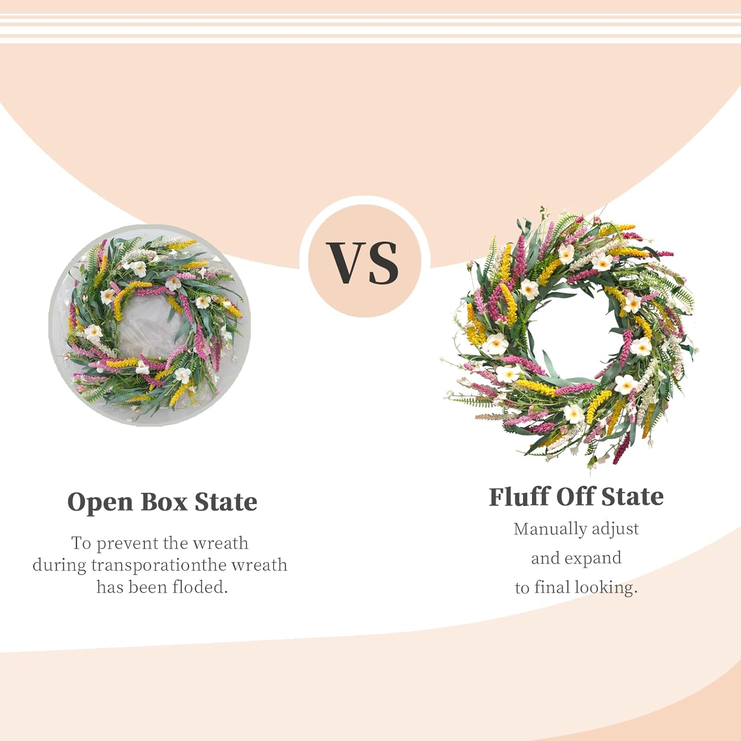 22 Inch Spring Summer Floral Wreath Front Door