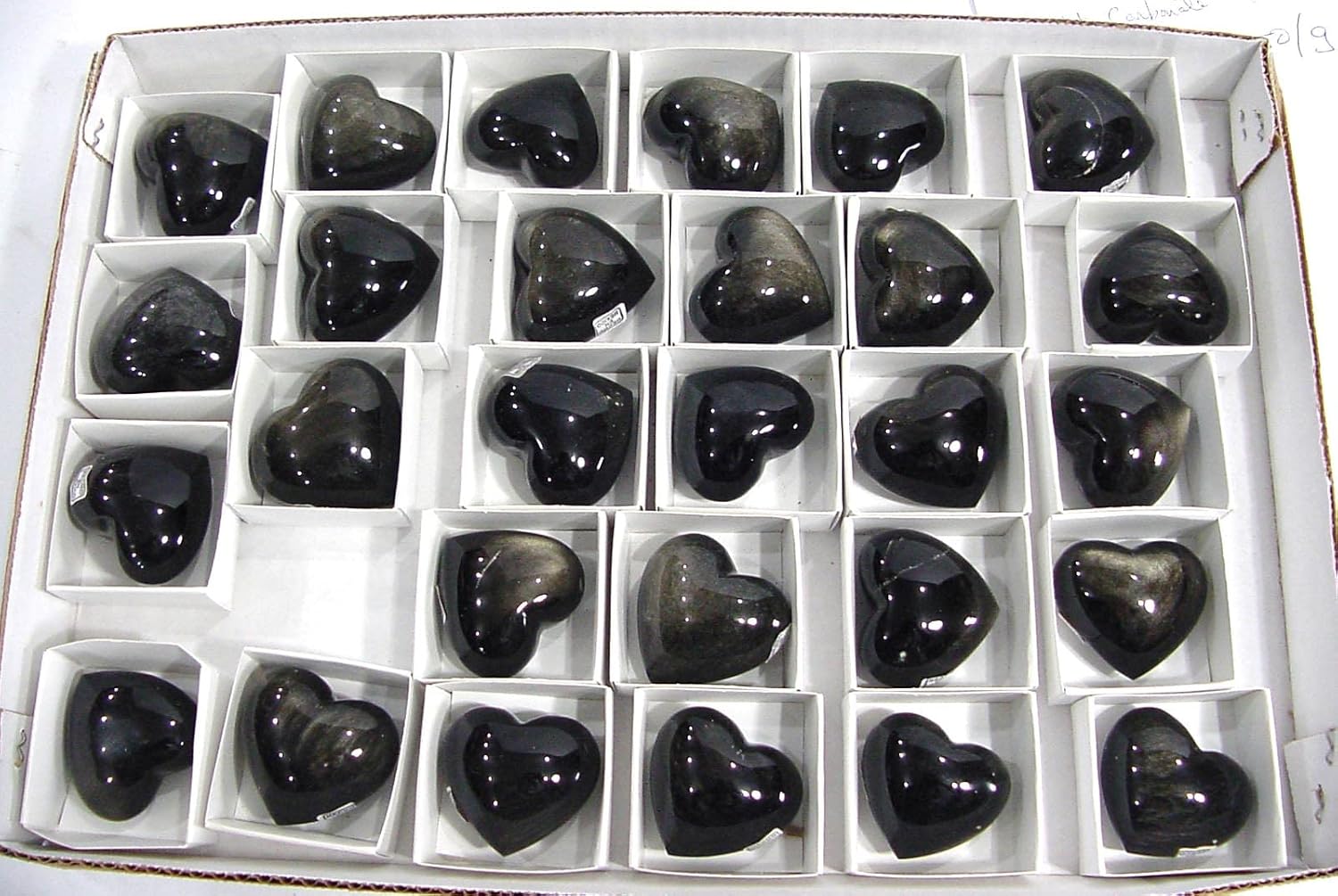 Mexican Gold Sheen Obsidian Puff Heart Stones 28 Pieces 1