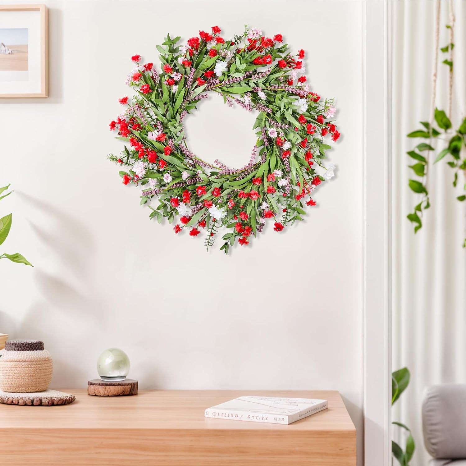 26 Inch Artificial Spring Wreath with Wildflowers