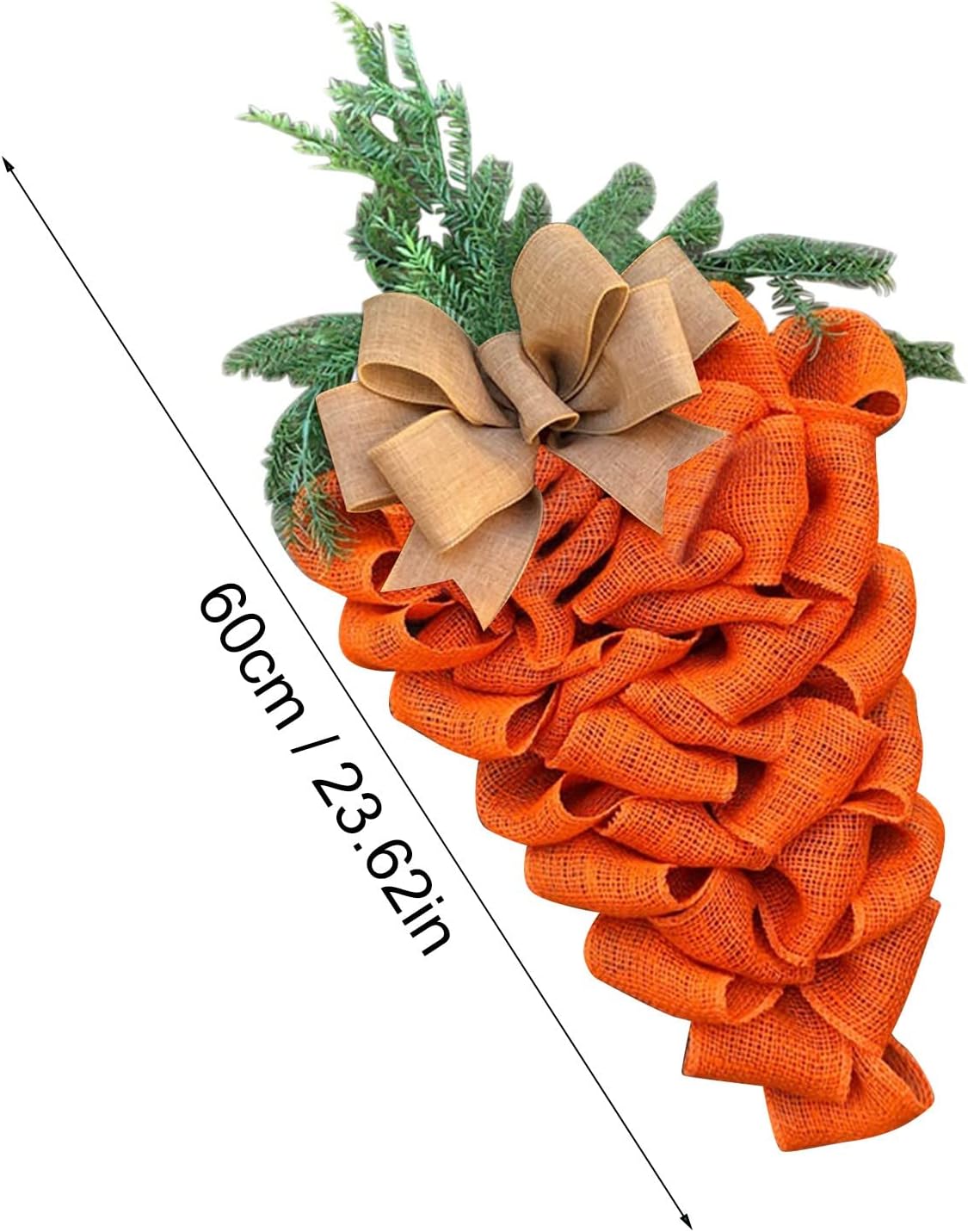 236 Inch Easter Carrot Wreath with Bow and Eucalyptus Leaves