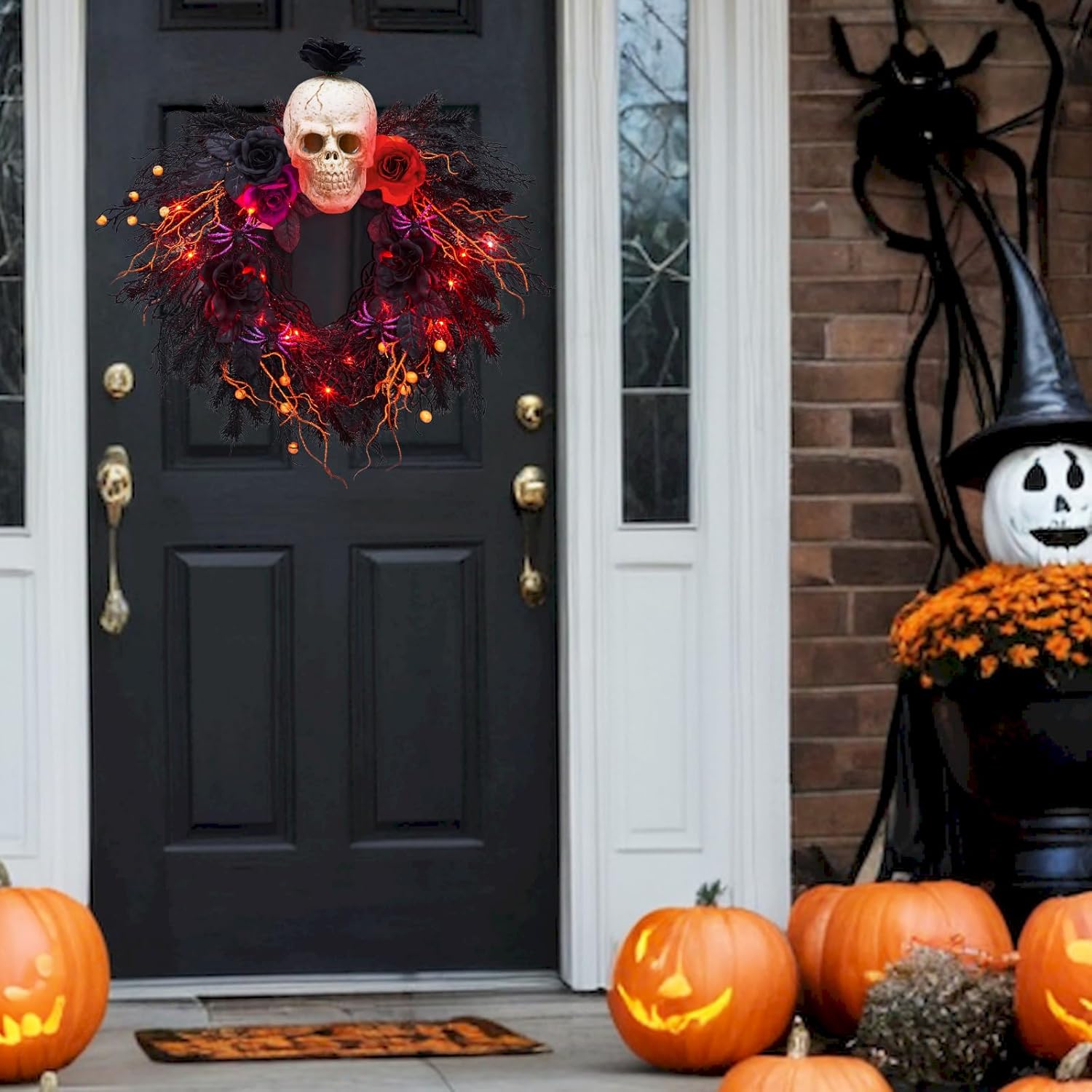 20 Inch Halloween Wreath with Lights and Decor