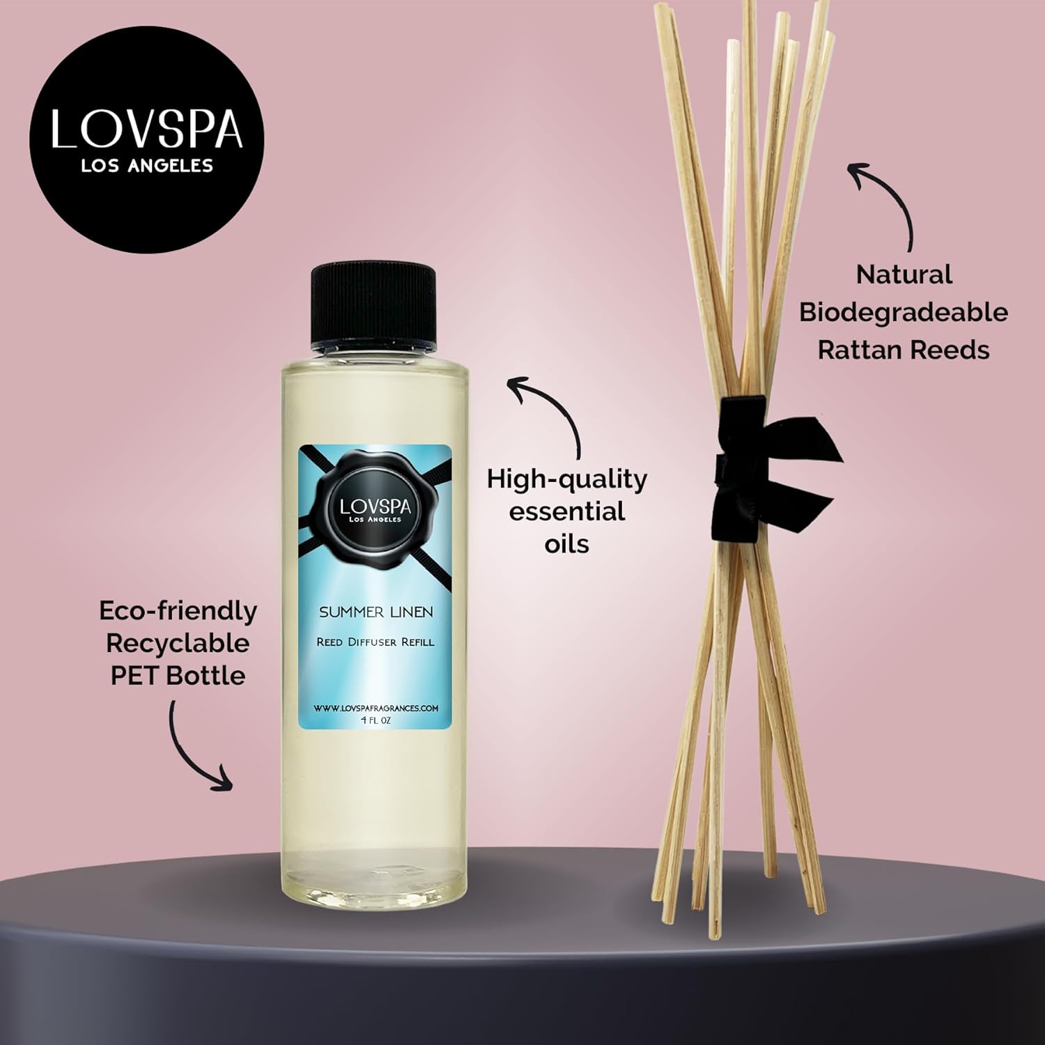 LOVSPA Summer Linen Reed Diffuser Oil Refill with Replacement Reeds