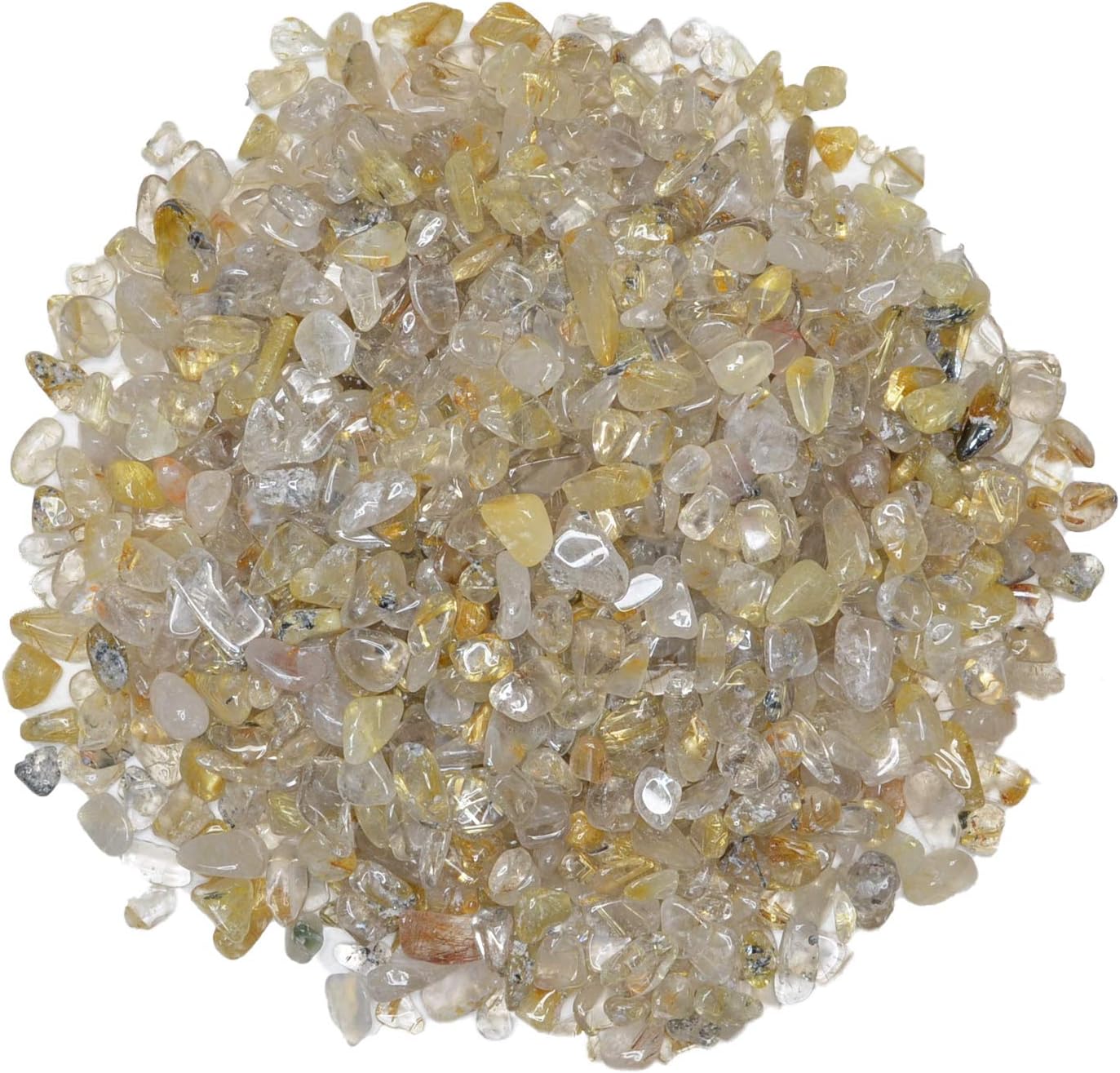 Hypnotic Gems 5 Lbs Polished Golden Rutilated Quartz Tumbled Stones