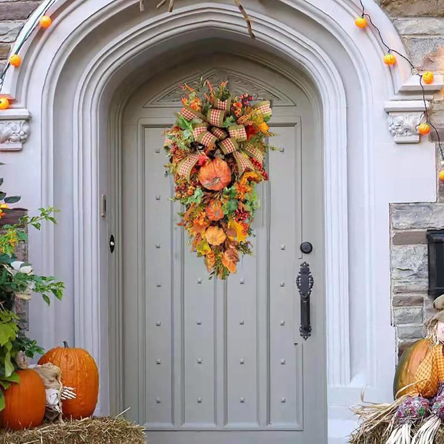 Fall Swag Front Door Wreath - Autumn Thanksgiving Decor