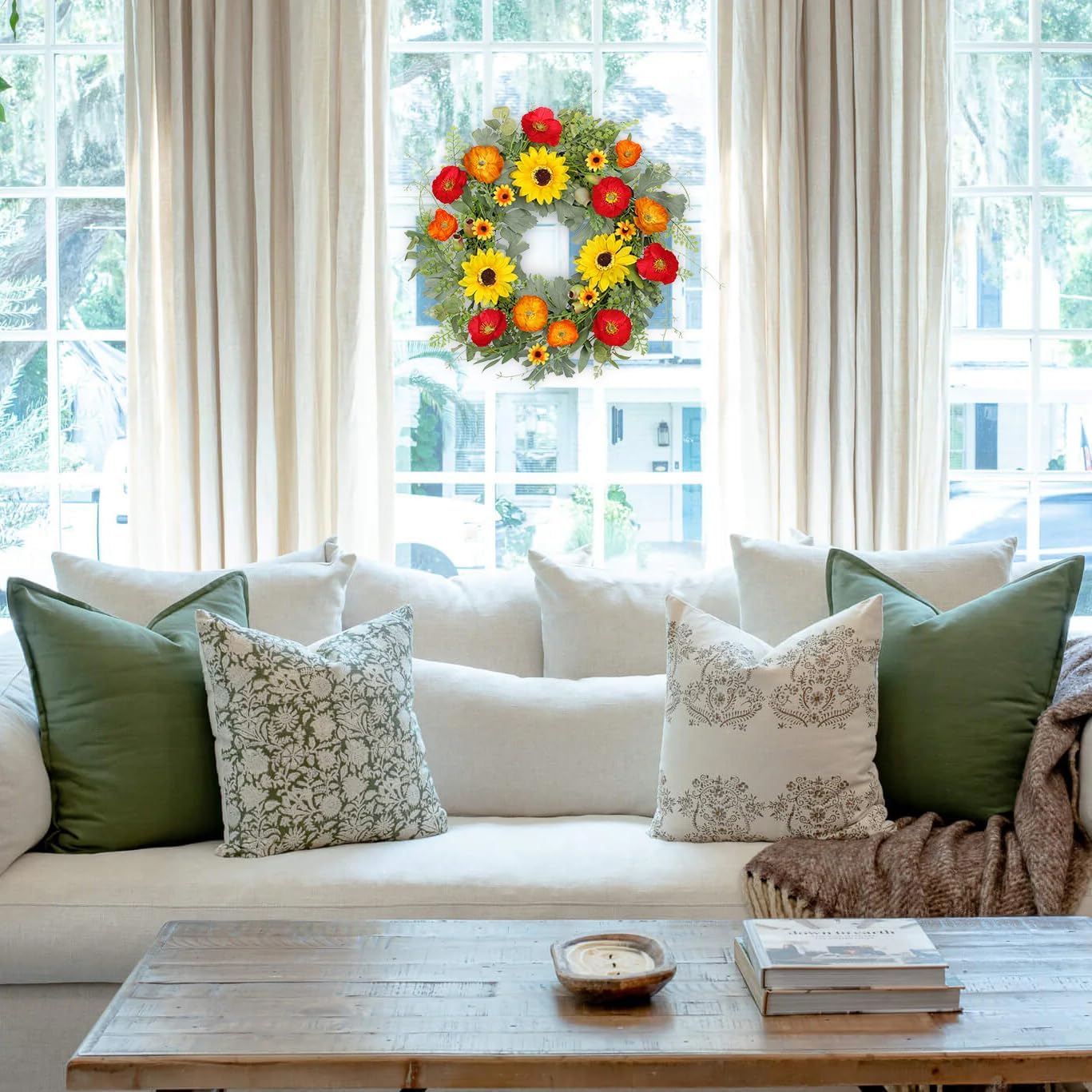 Hollyone 20 inch Artificial Spring Wreath