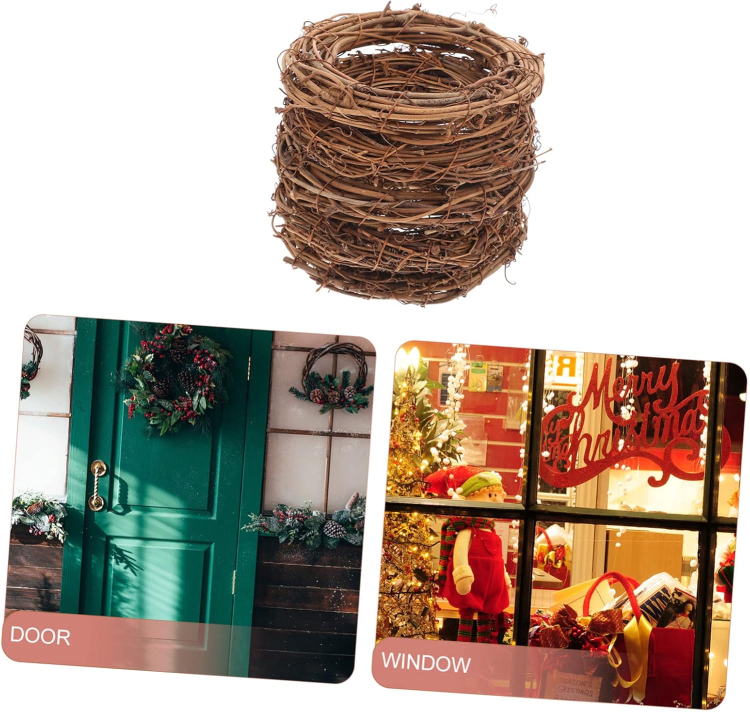 IMIKEYA 20pcs Christmas Woven Rattan Wreaths Door Decor