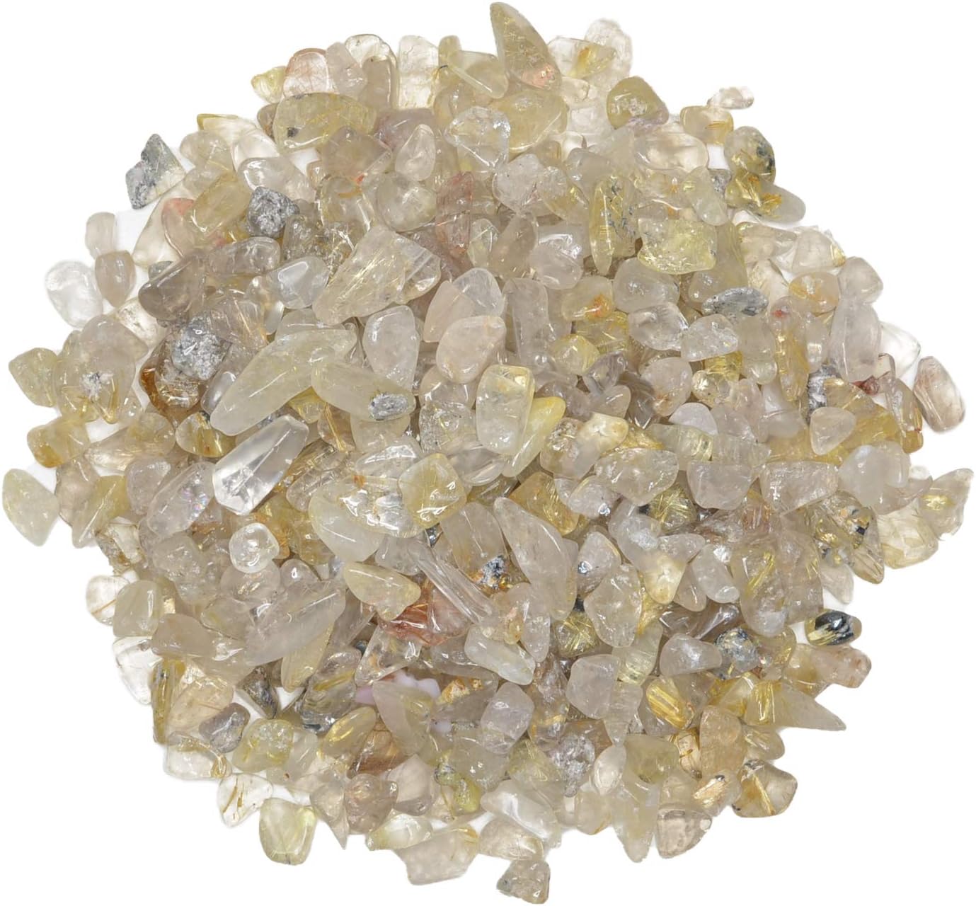 Hypnotic Gems 5 lbs Polished Rutilated Quartz Rock Chips