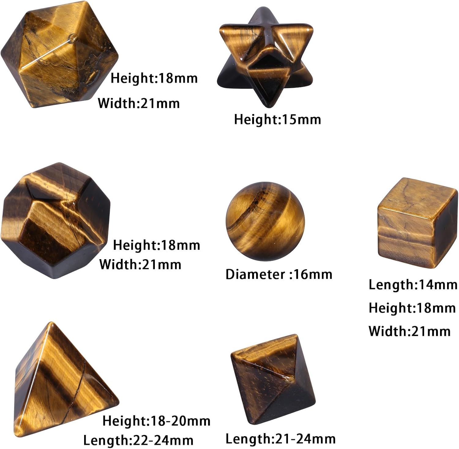 Rockcloud Healing Crystal Platonic Solids Set 7 Pieces