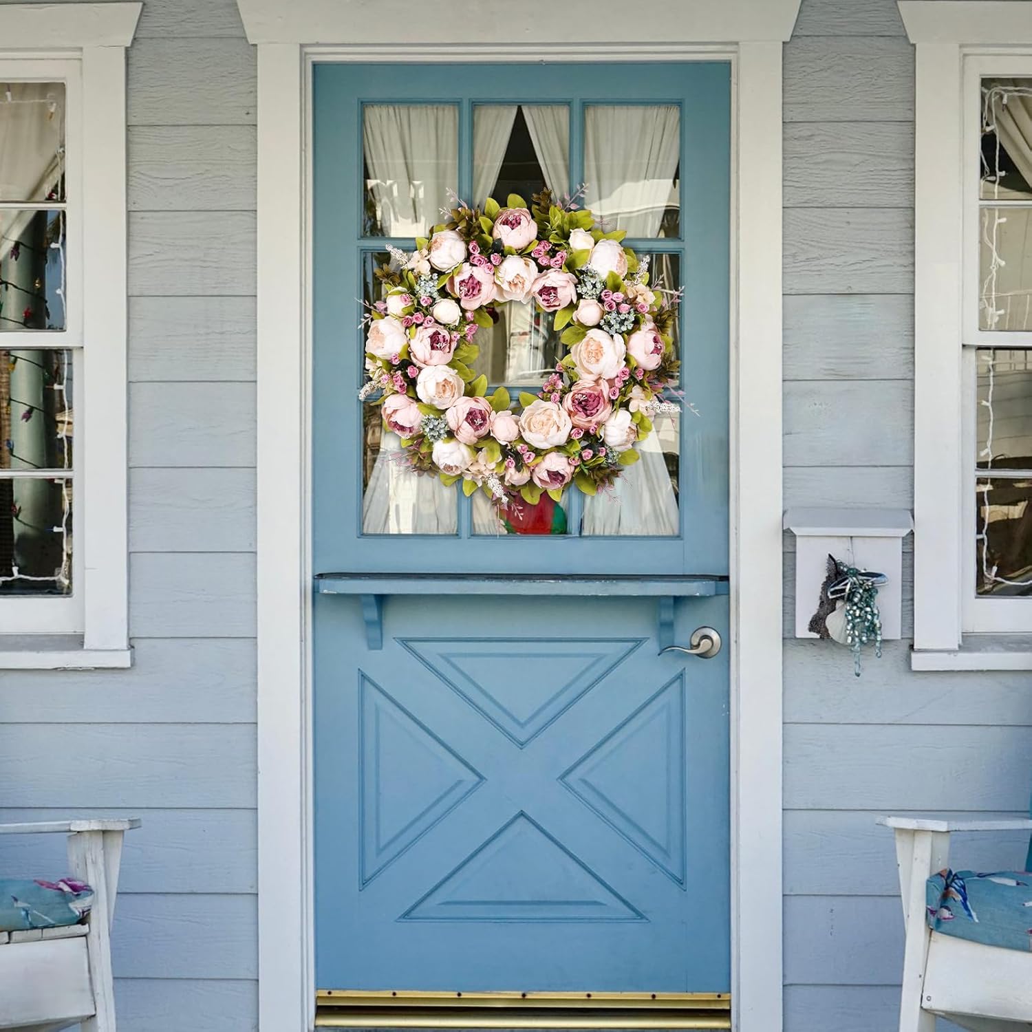 22 Inch Handmade Peony Wreath for Front Door