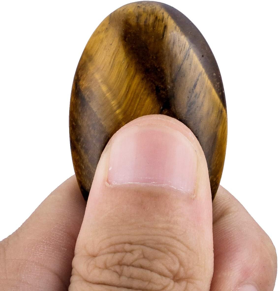 SUNYIK Natural Hand Carved Thumb Worry Stone Tiger Eye