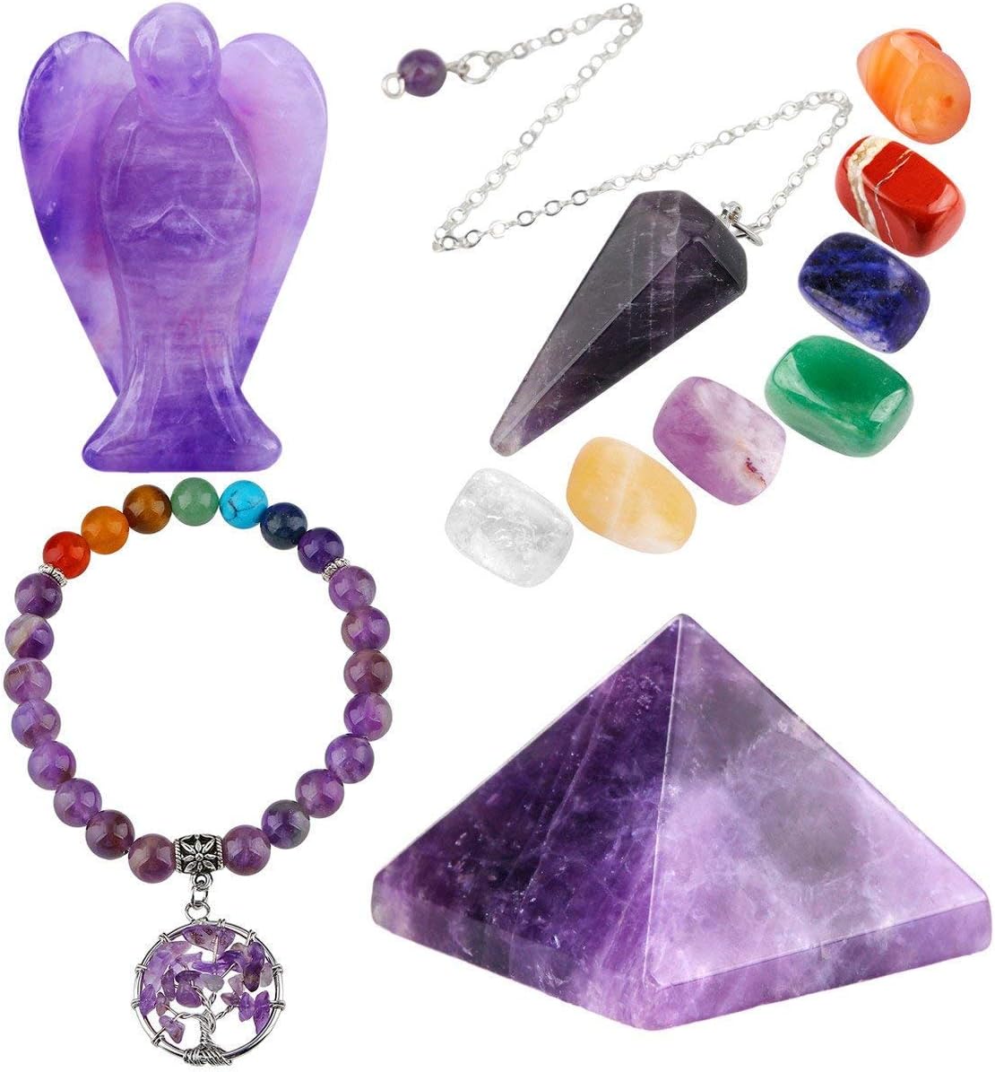 Mookaitedecor Healing Crystal Bundle with Wishing Bottles and Amethyst Stones