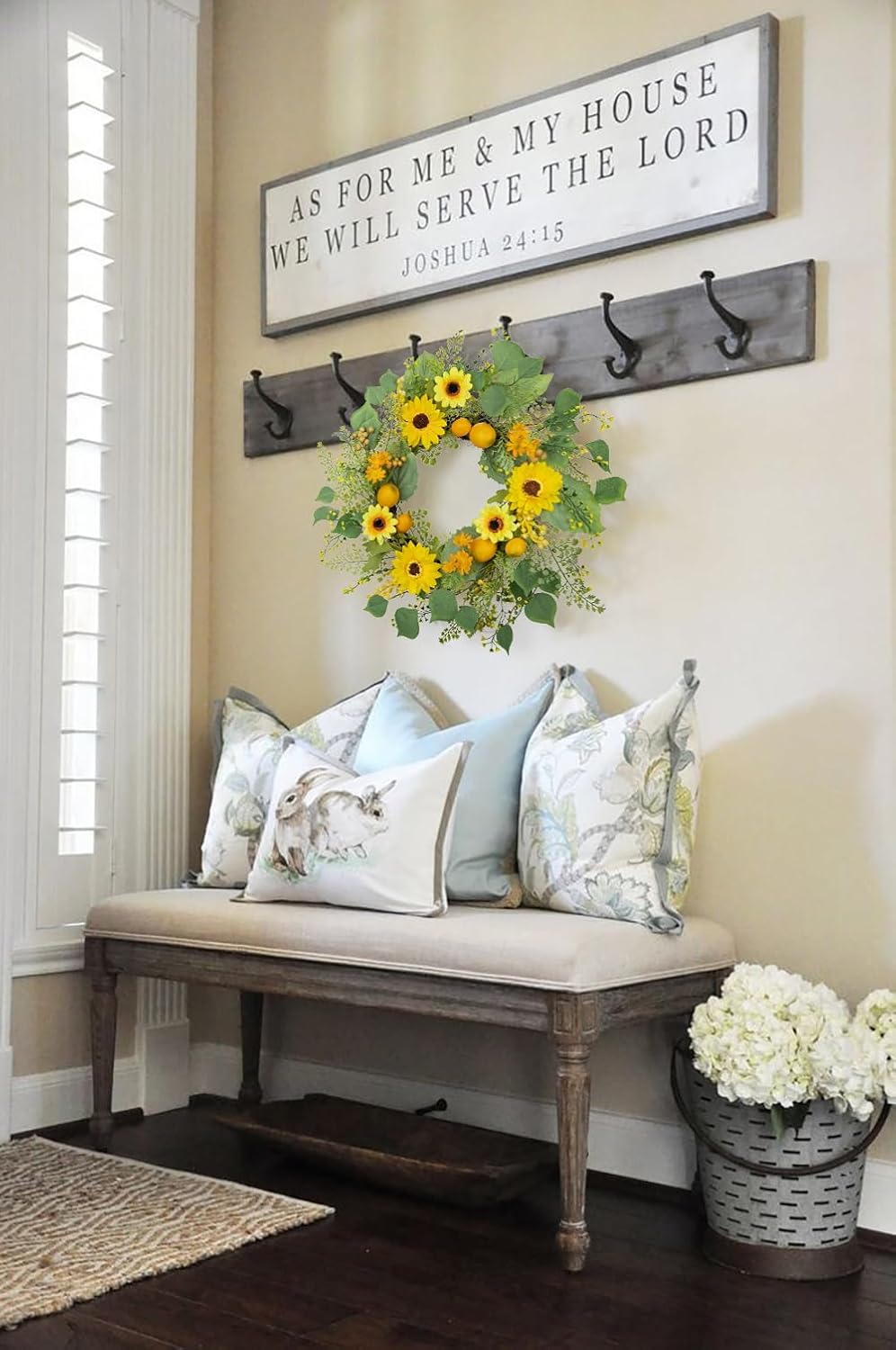 Lemon Sunflower Front Door Wreath 20 Inch Spring Decor