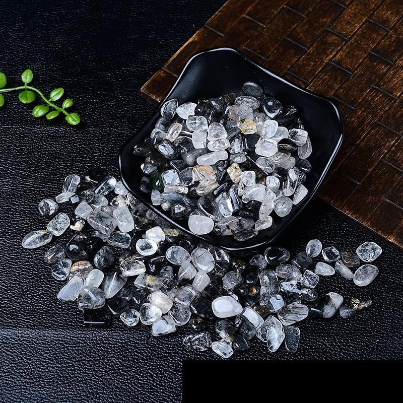 Natural Black Hair Crystal Gravel Decorative Stone 9-12mm
