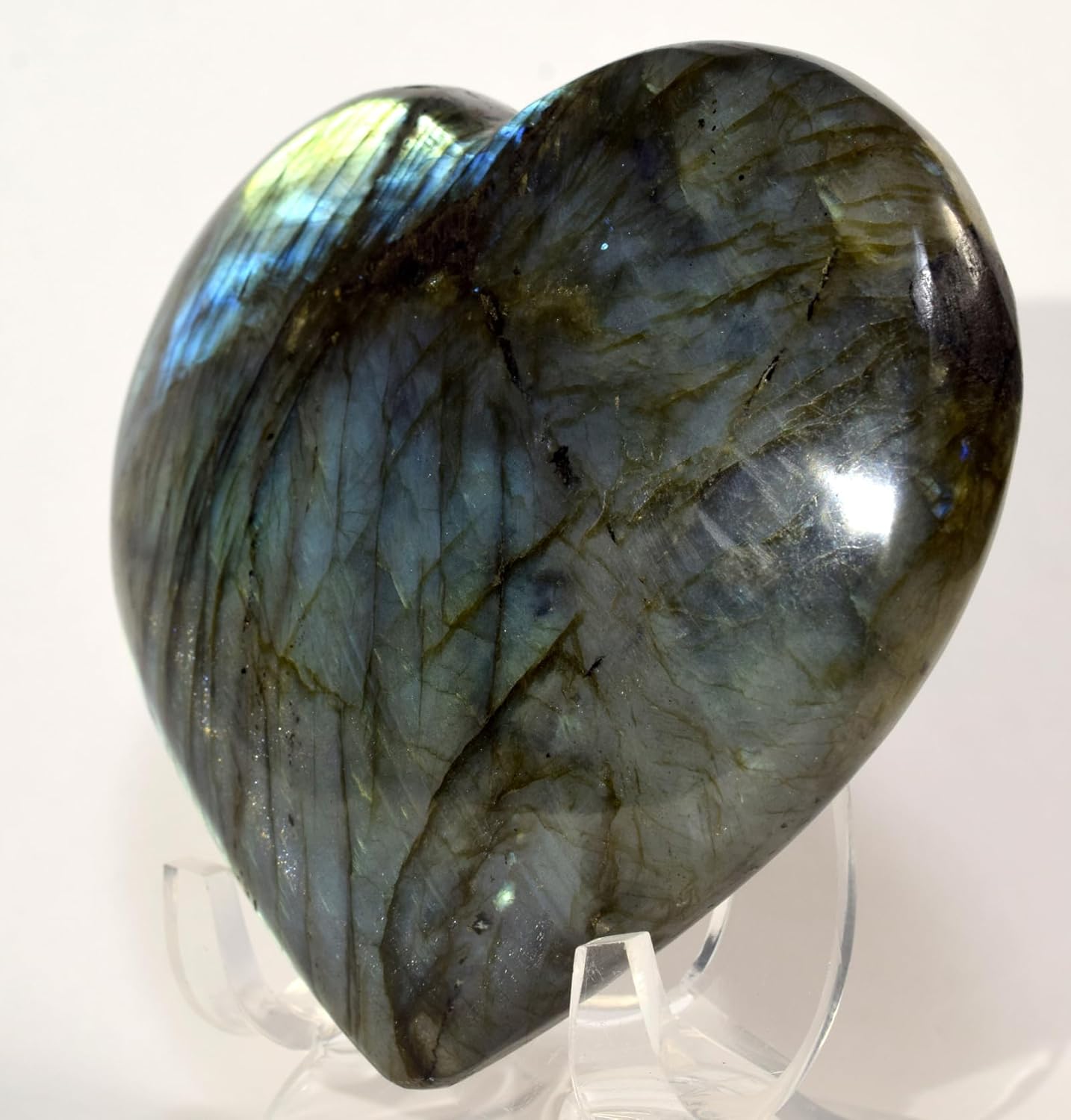 37 Inch Labradorite Heart with Stand - Natural Crystal Gemstone