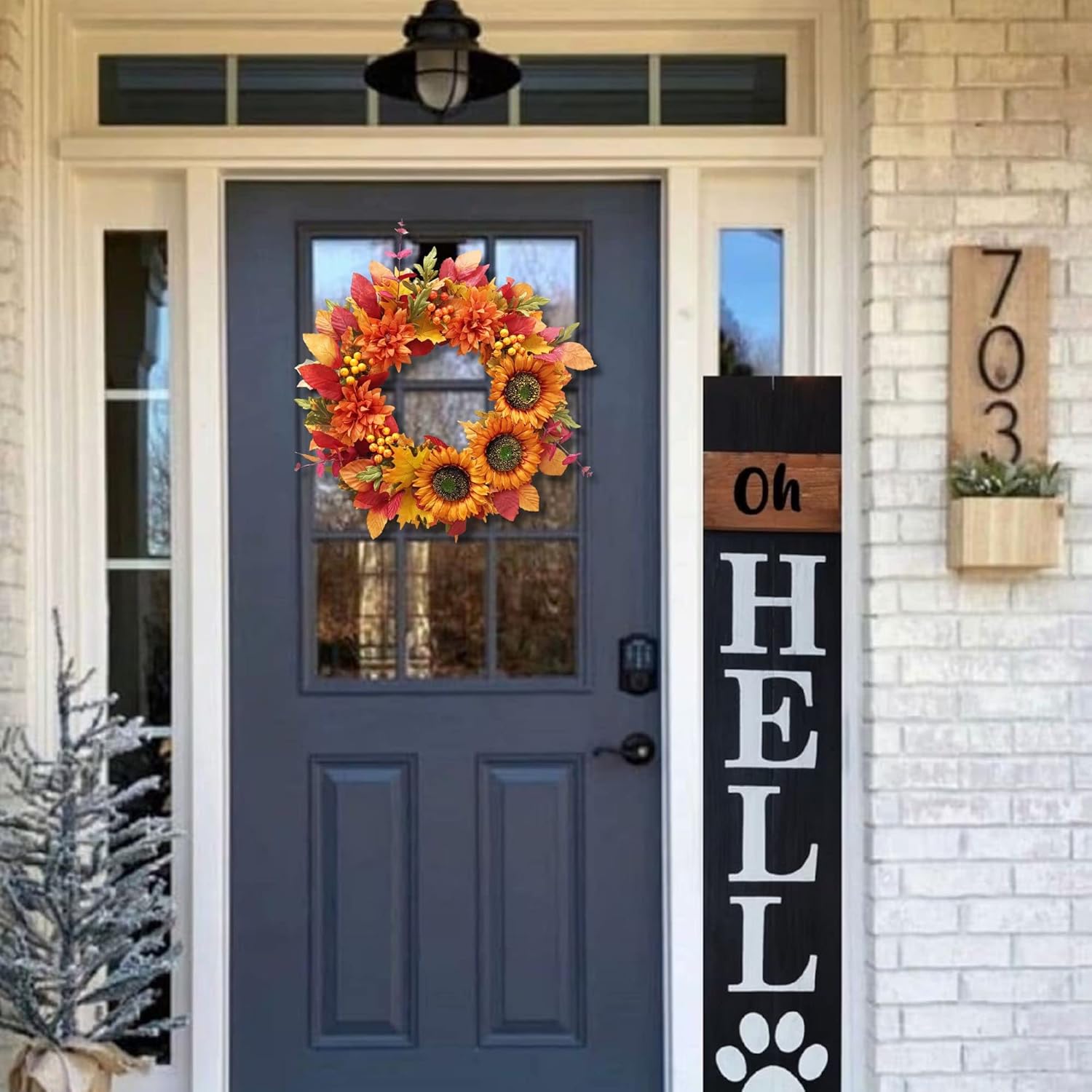 20 Inch Sunflower Wreath Fall Door Decor