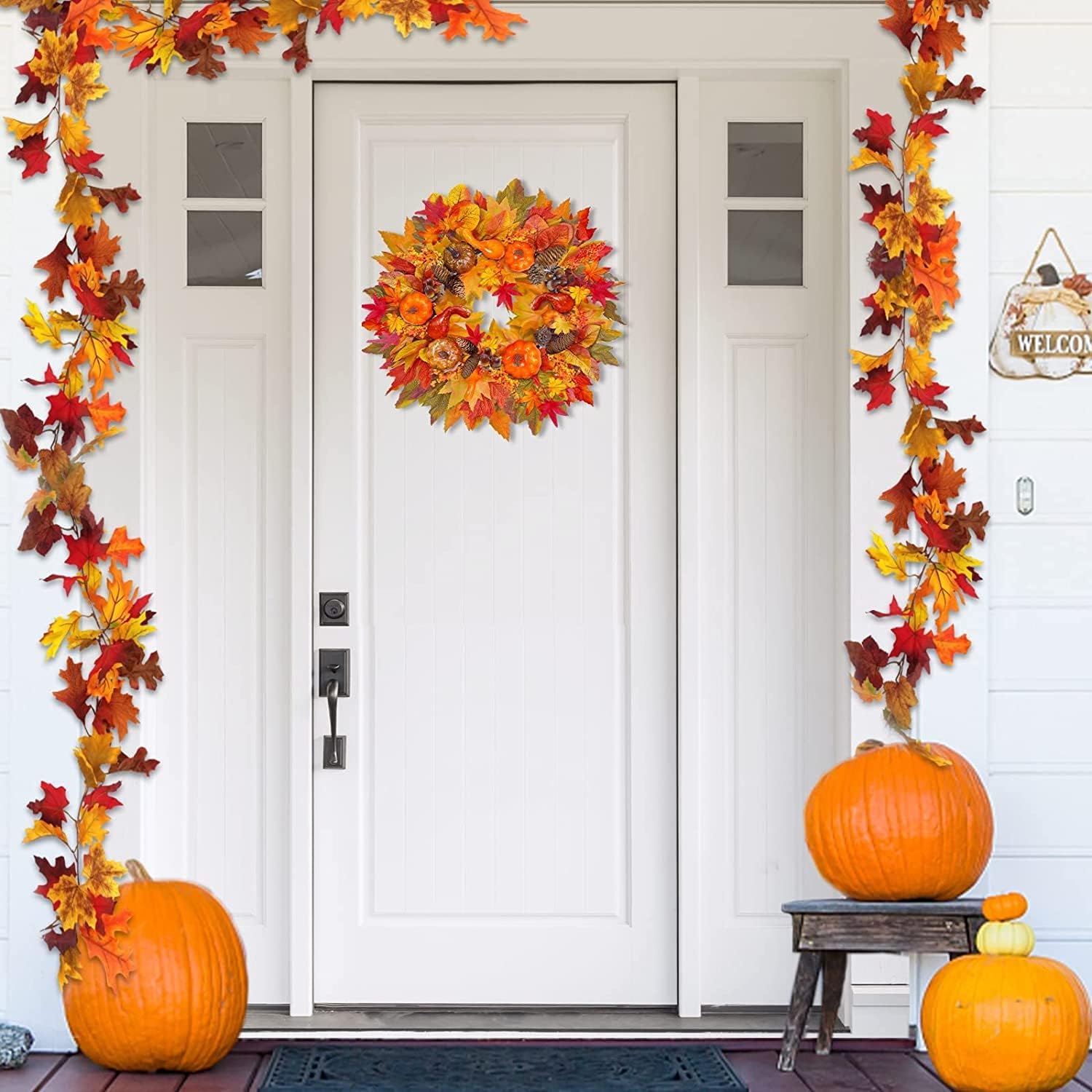 20 Inch Fall Wreath with LED Lights and Timer