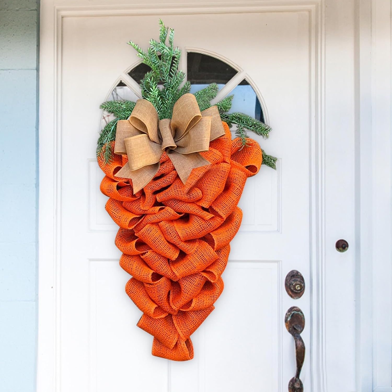 236 Inch Easter Carrot Wreath with Bow and Eucalyptus Leaves