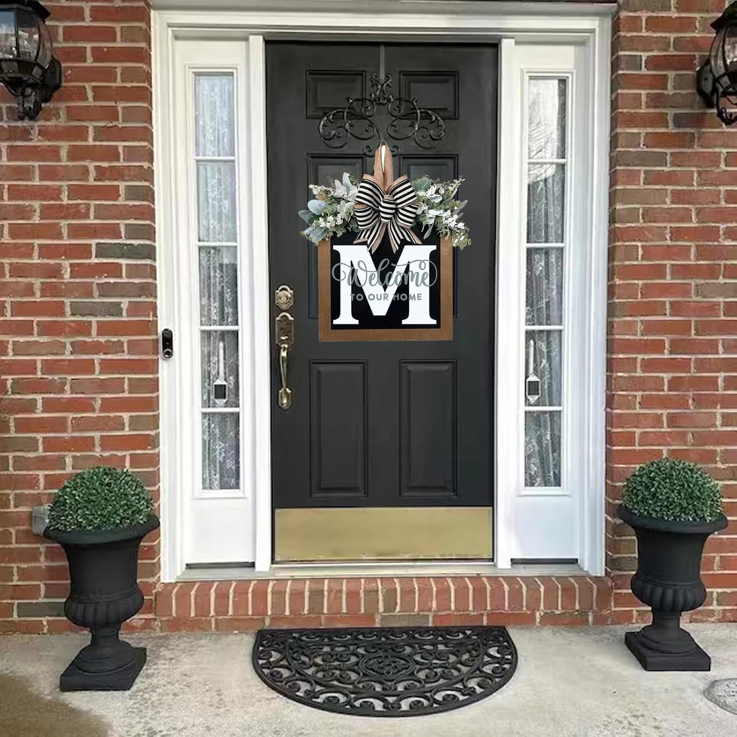 16 Inch Personalized M Letter Wooden Welcome Sign