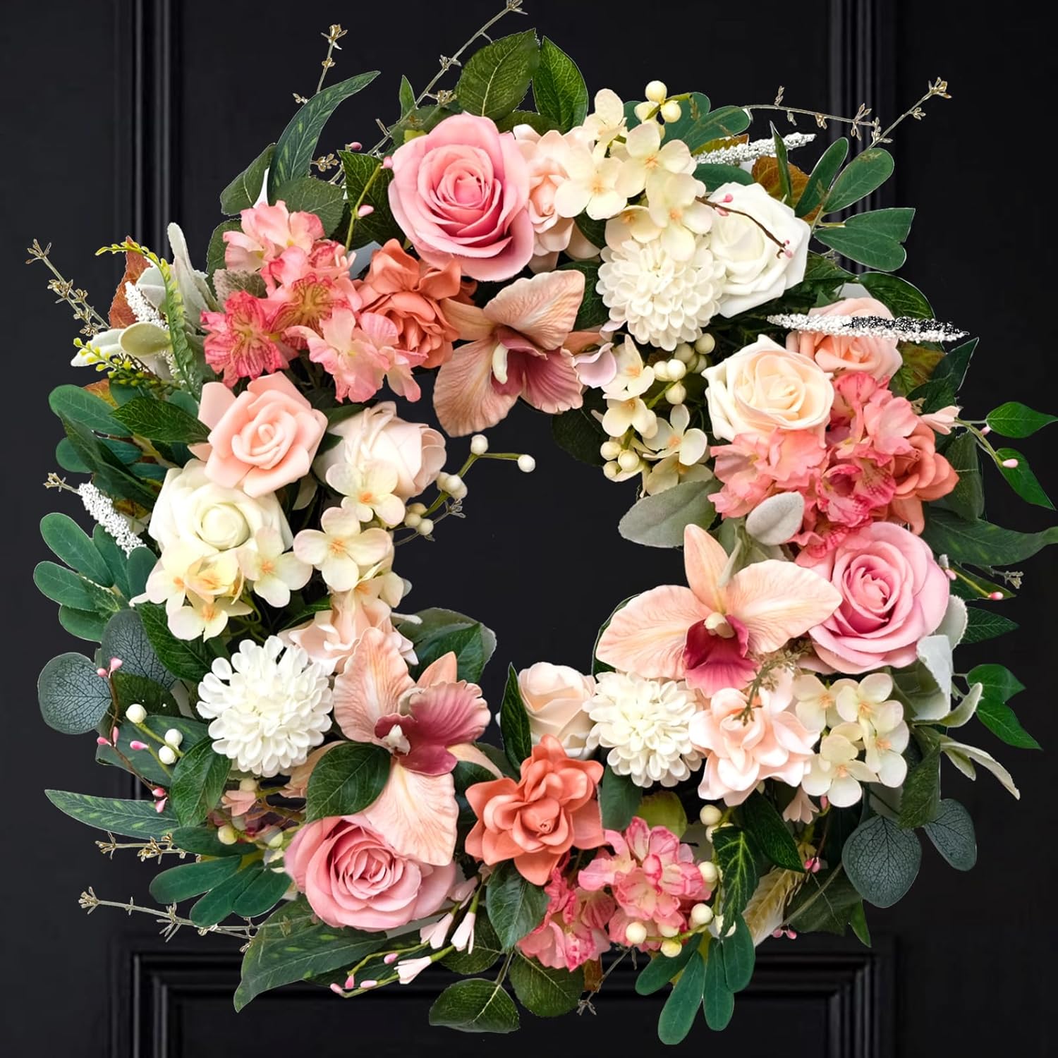 24 Inch Spring Floral Wreath for Front Door