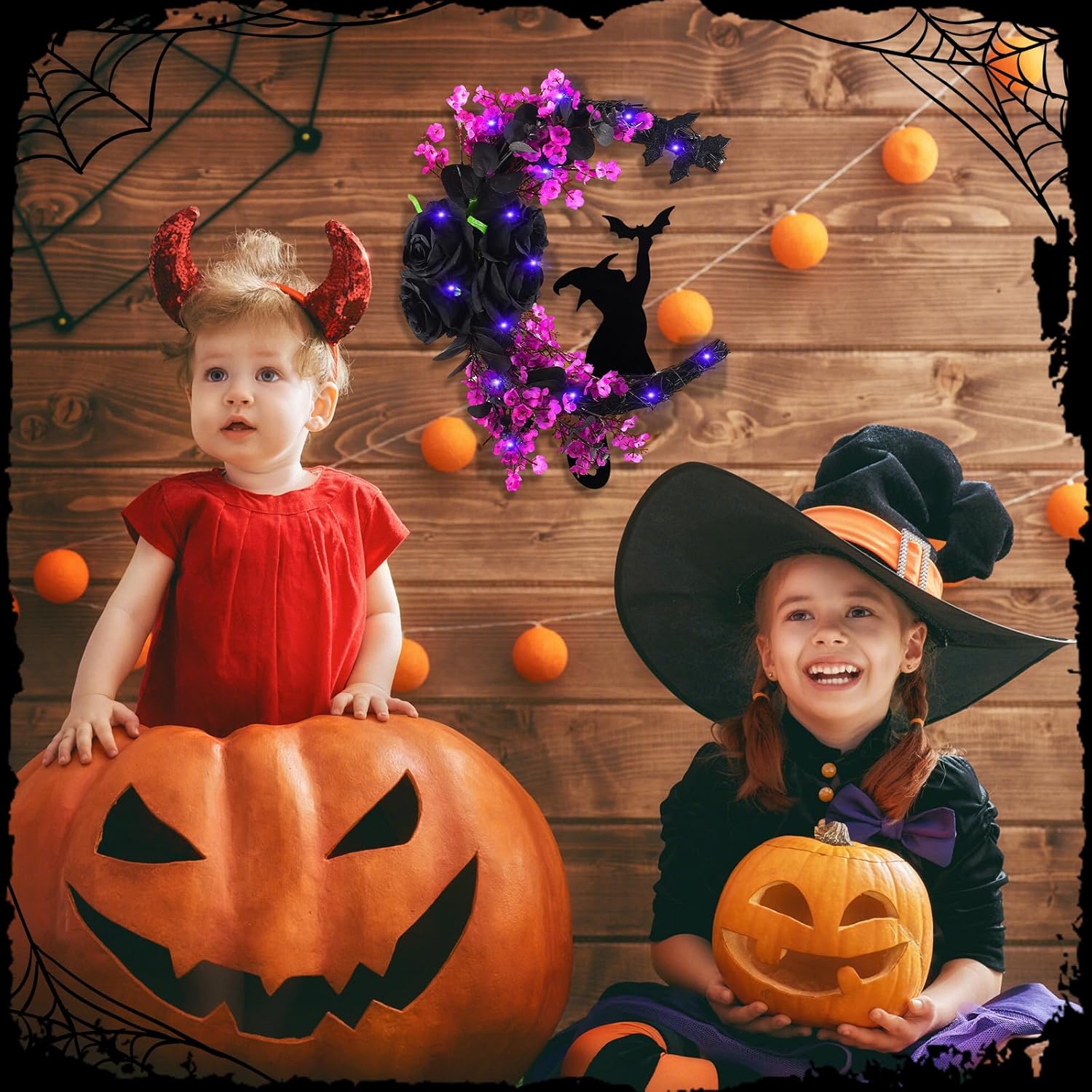 Black Cat Halloween Wreath Front Door Decor