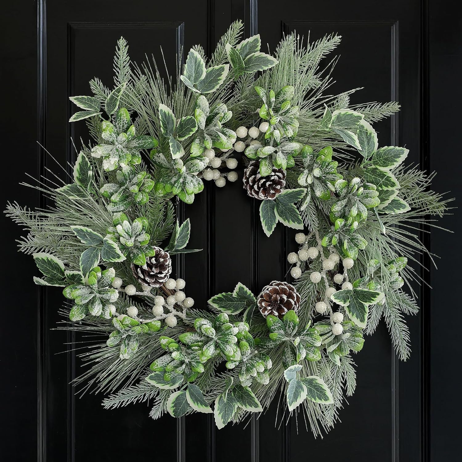 Winter Christmas Wreath for Front Door 20 Inches