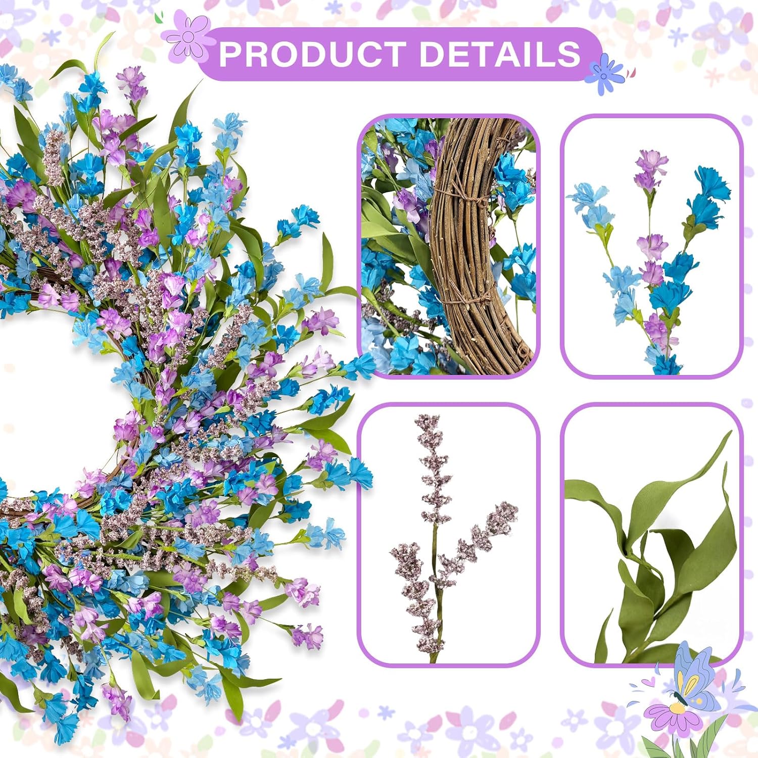 ICX 24 Inch Spring Summer Wreath for Front Door