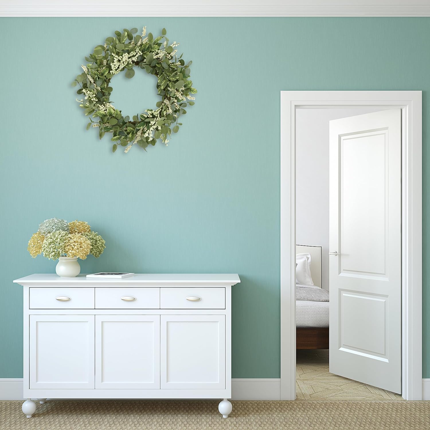 20 Inch Green Eucalyptus Wreath with Berry