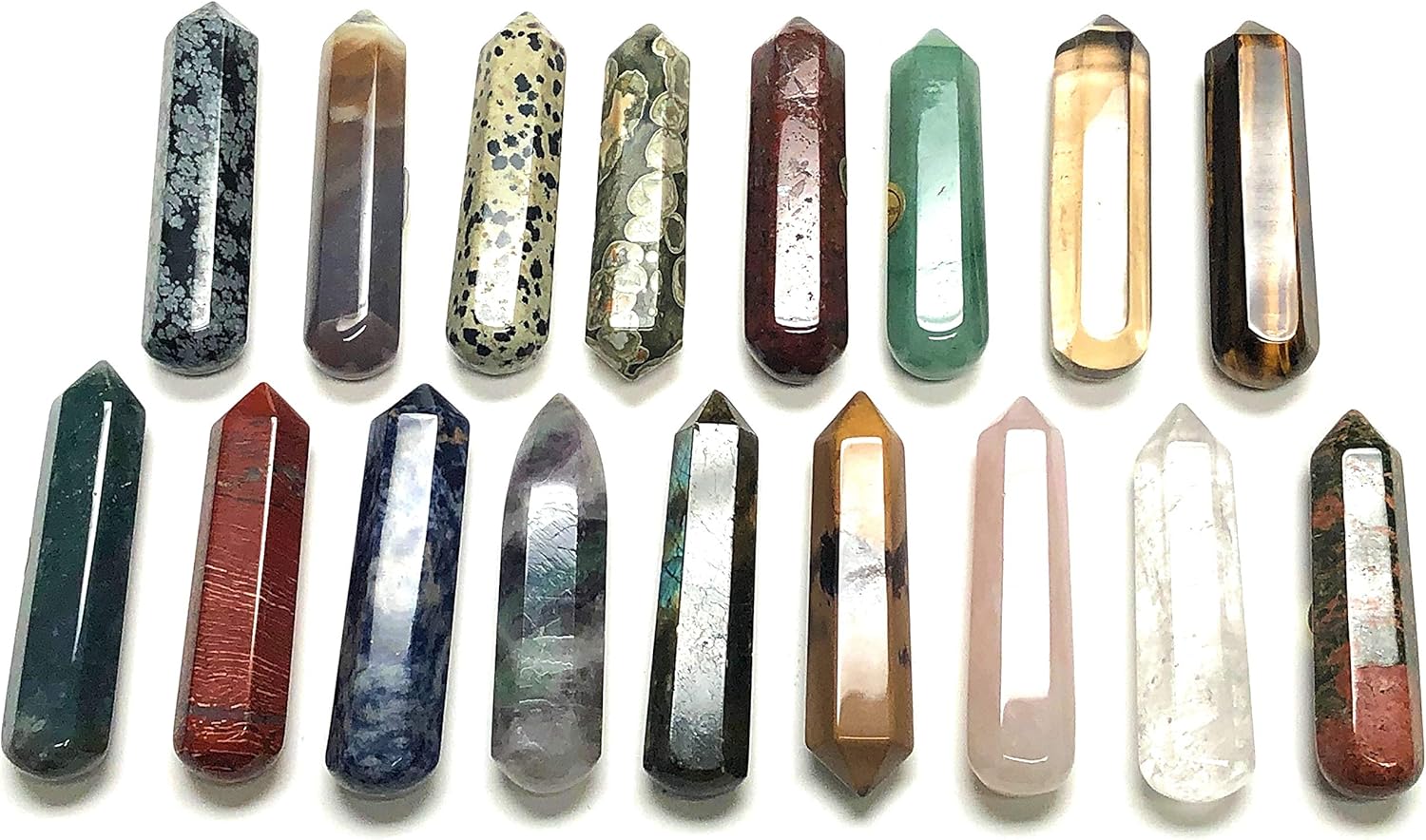 60MM Natural Gemstone Crystal 2 Wand with Velvet Pouch
