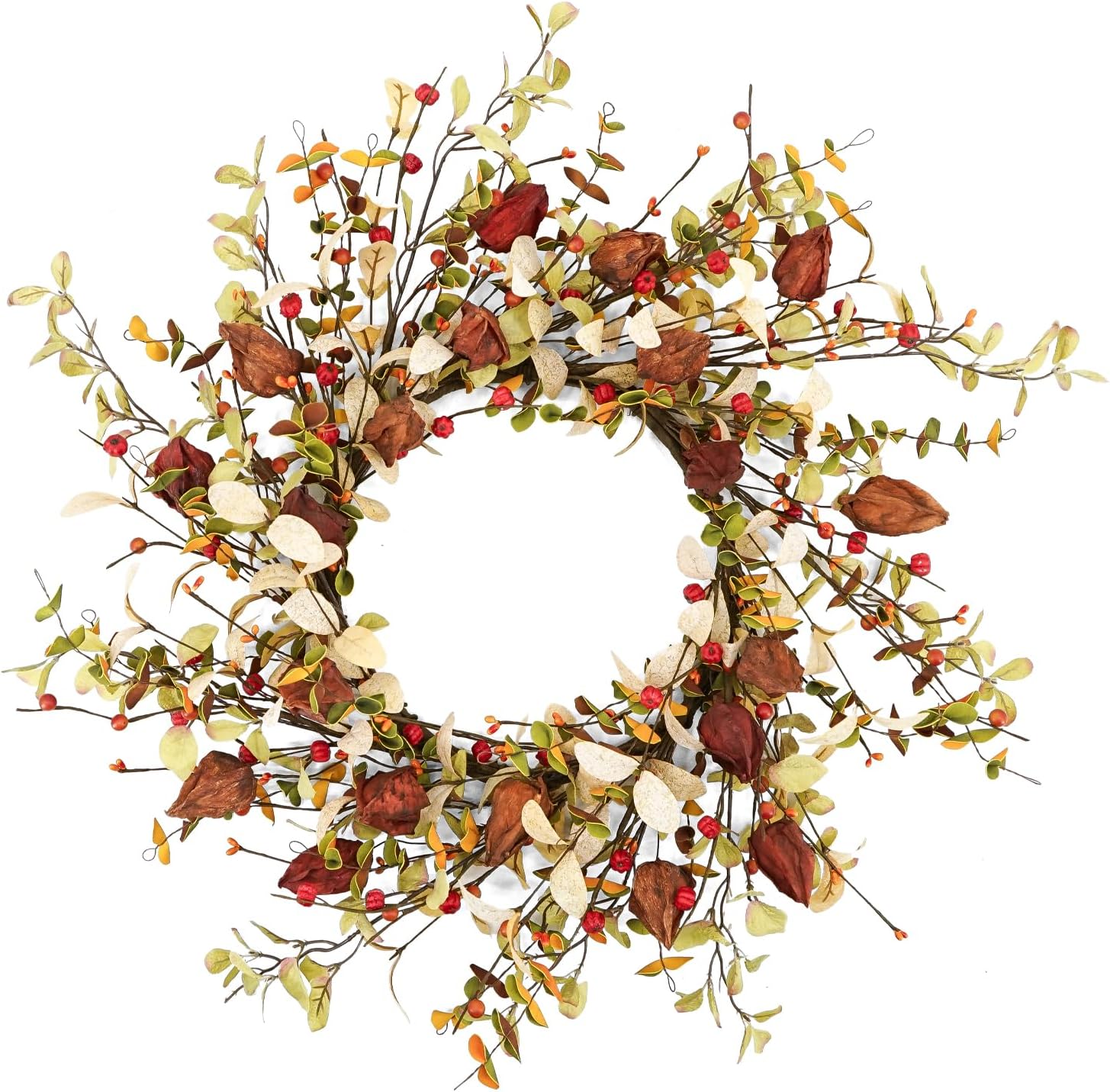 YNYLCHMX 18 Inch Fall Wreath for Front Door