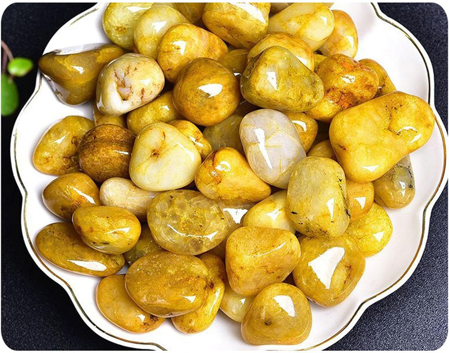 22 Pound Tumbled Yellow Jade Stones for Indoor Fountain