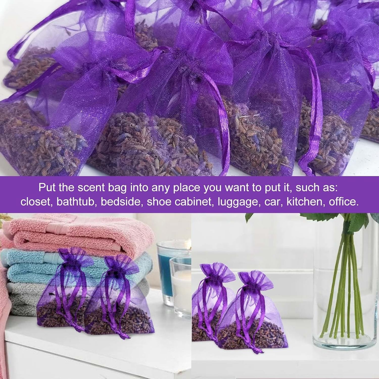 HELLORSO 10 Pack Lavender Sachet Bags for Closets and Drawers