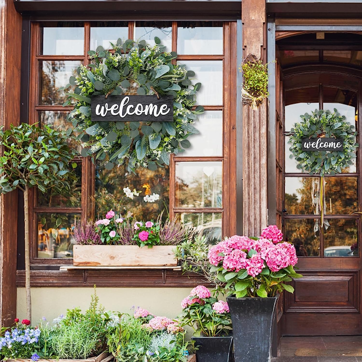 Dremisland Green Eucalyptus Wreath with Welcome Sign