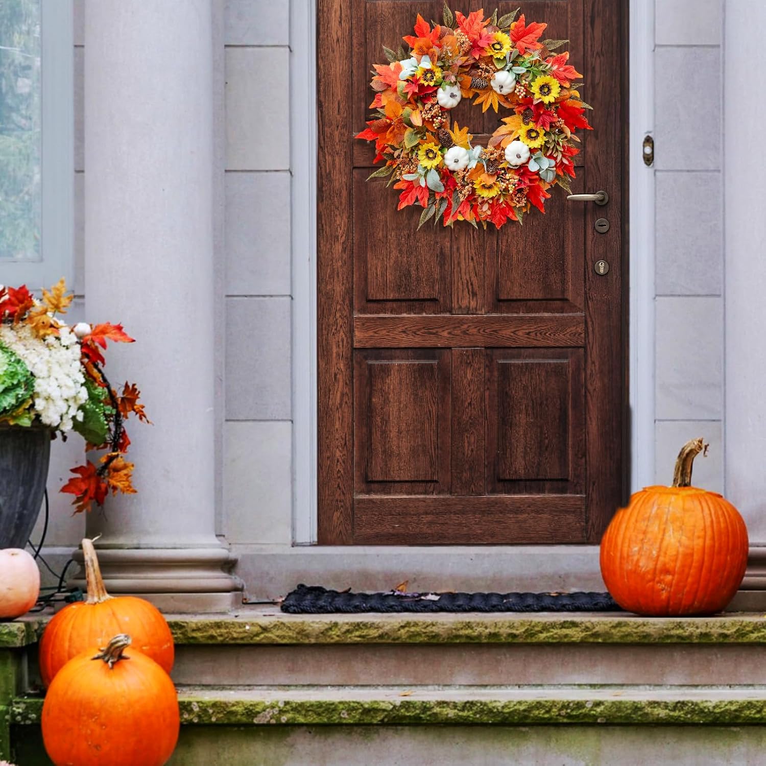 Pinkpuii 24 Inch Fall Wreath for Front Door